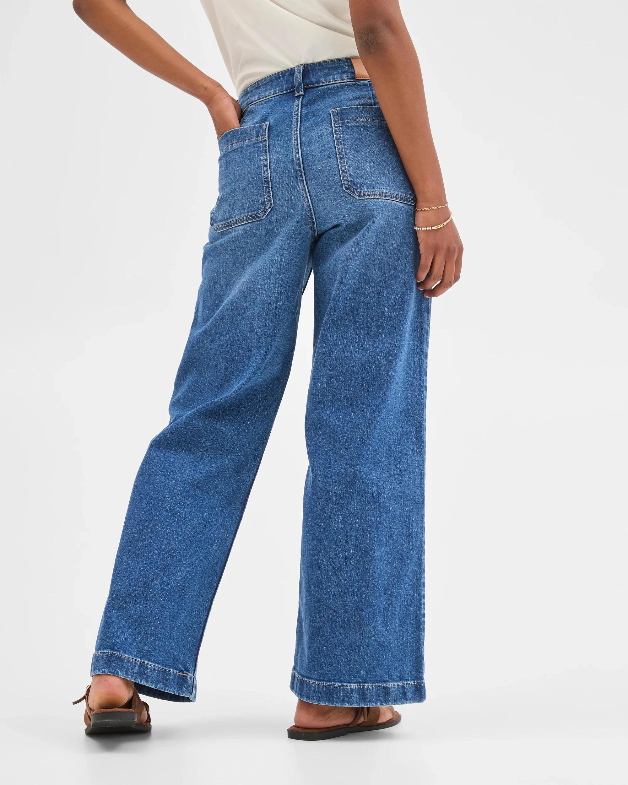 3 Target Petites Petites Mila Full Length Wide Leg Denim Jeans SAPPHIRE, 3 of 5