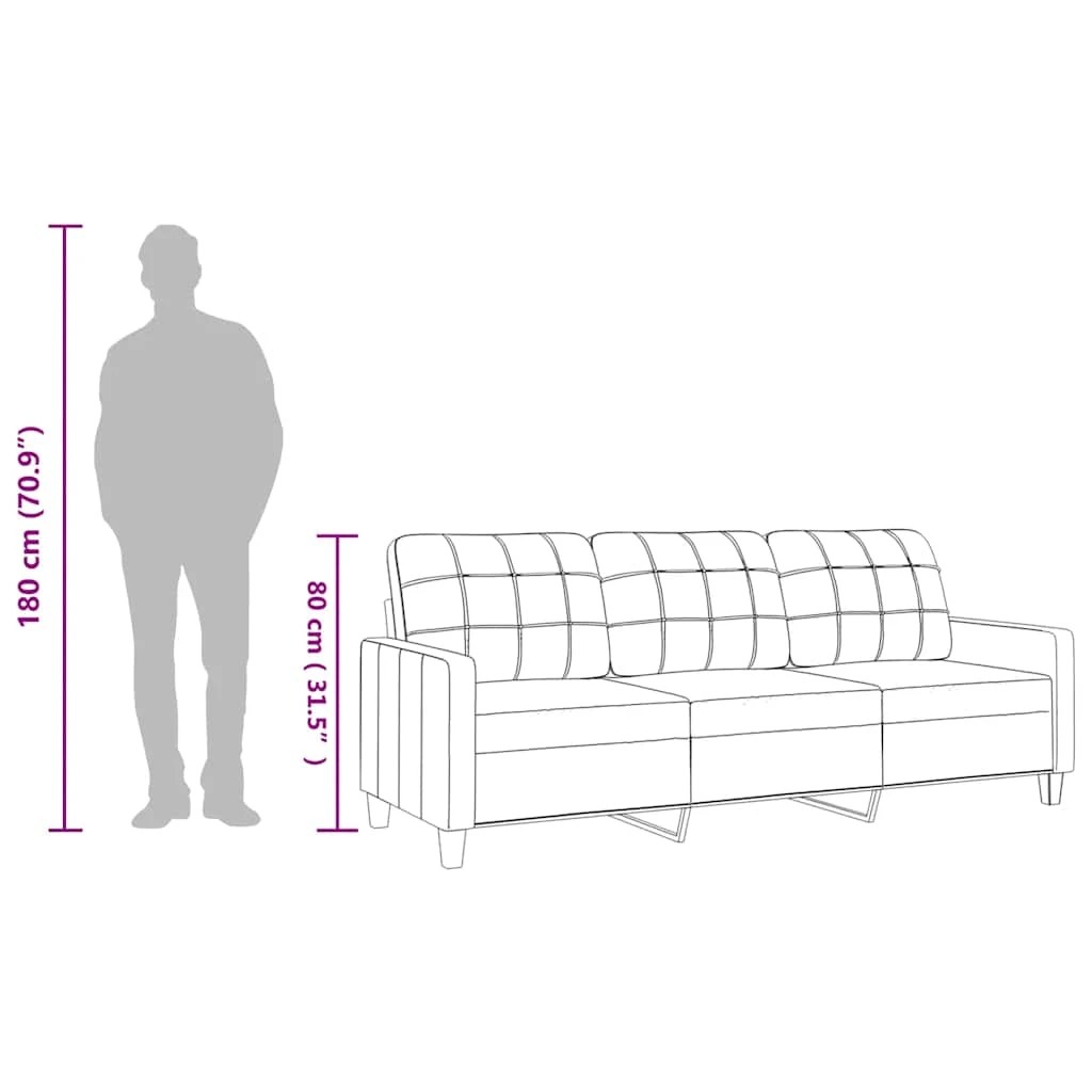 9 Vidaxl 3-seater Sofa Faux Leather - Black, 9 of 9