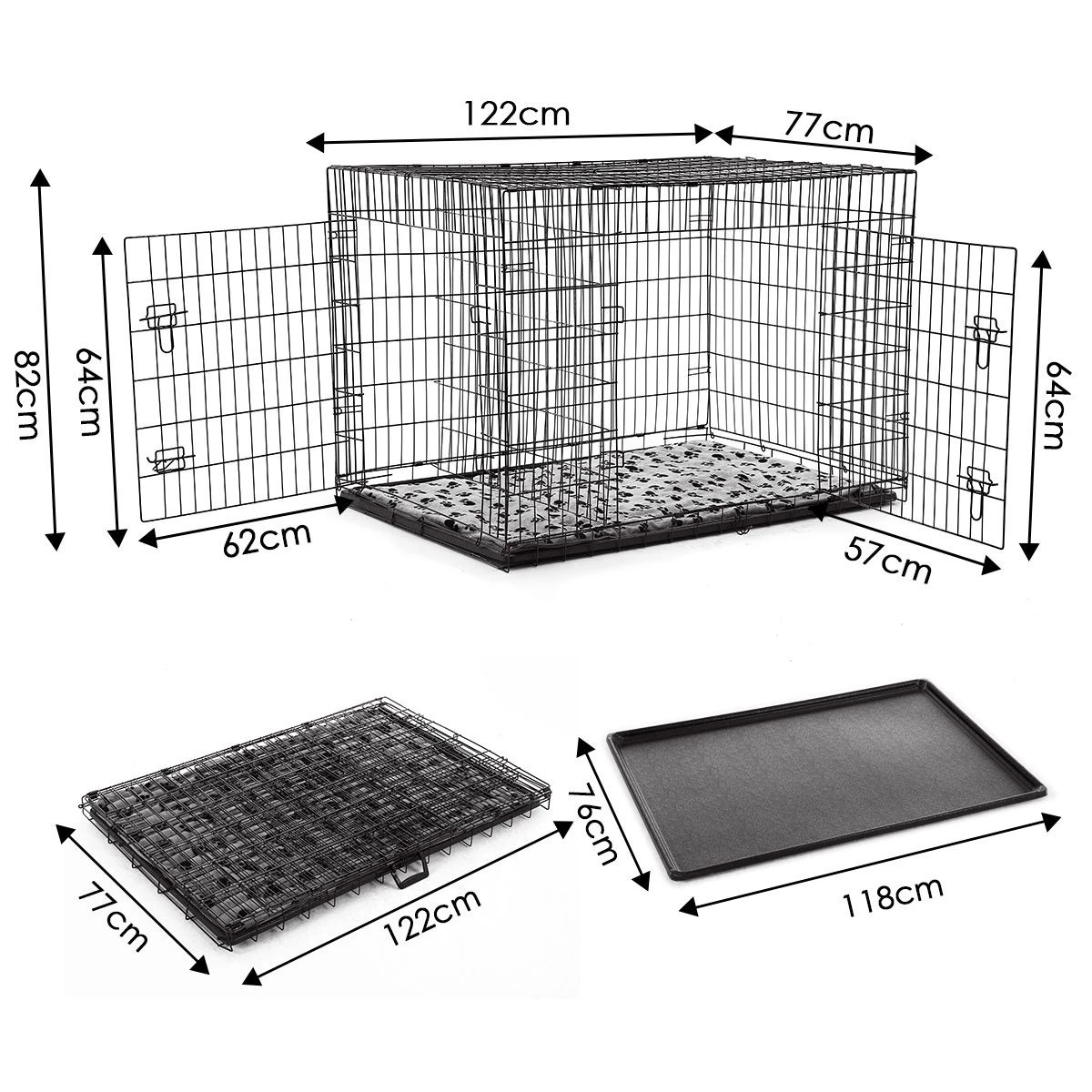 2 Pet Scene 48 inch  XL Dog Crate Cage Black, 2 of 5