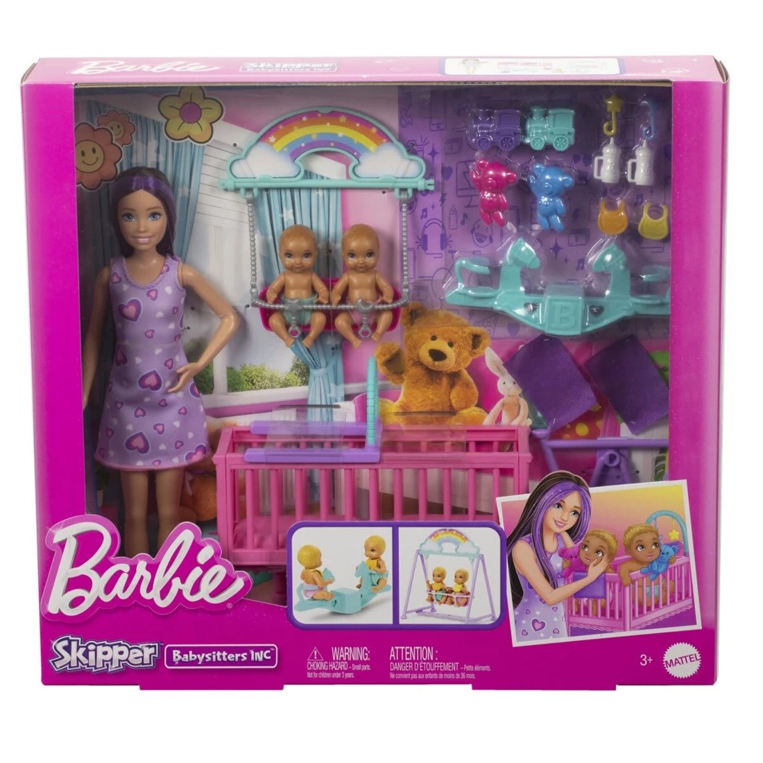 1 Barbie Skipper Babysitter Doll with Twin Nursery Playset, 1 of 6