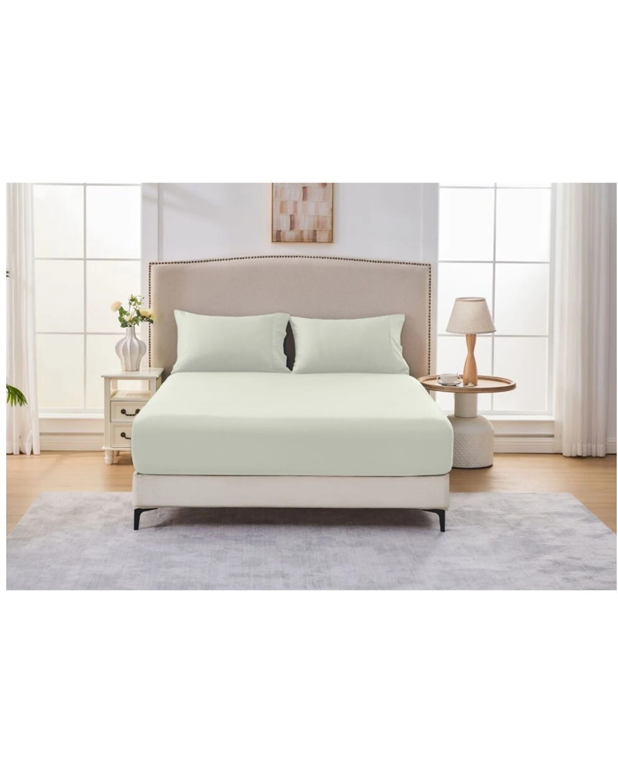 6 Grosvenor House Egyptian Cotton Sheet Set With Pillowcase 500TC - Queen Bed - Natural, 6 of 8