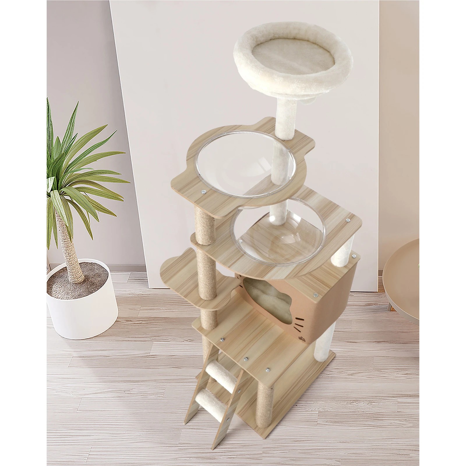 3 Alopet Cat Tree Tower Scratching Post Wood Scratcher Condo Detachable House
 - Natural, 3 of 8