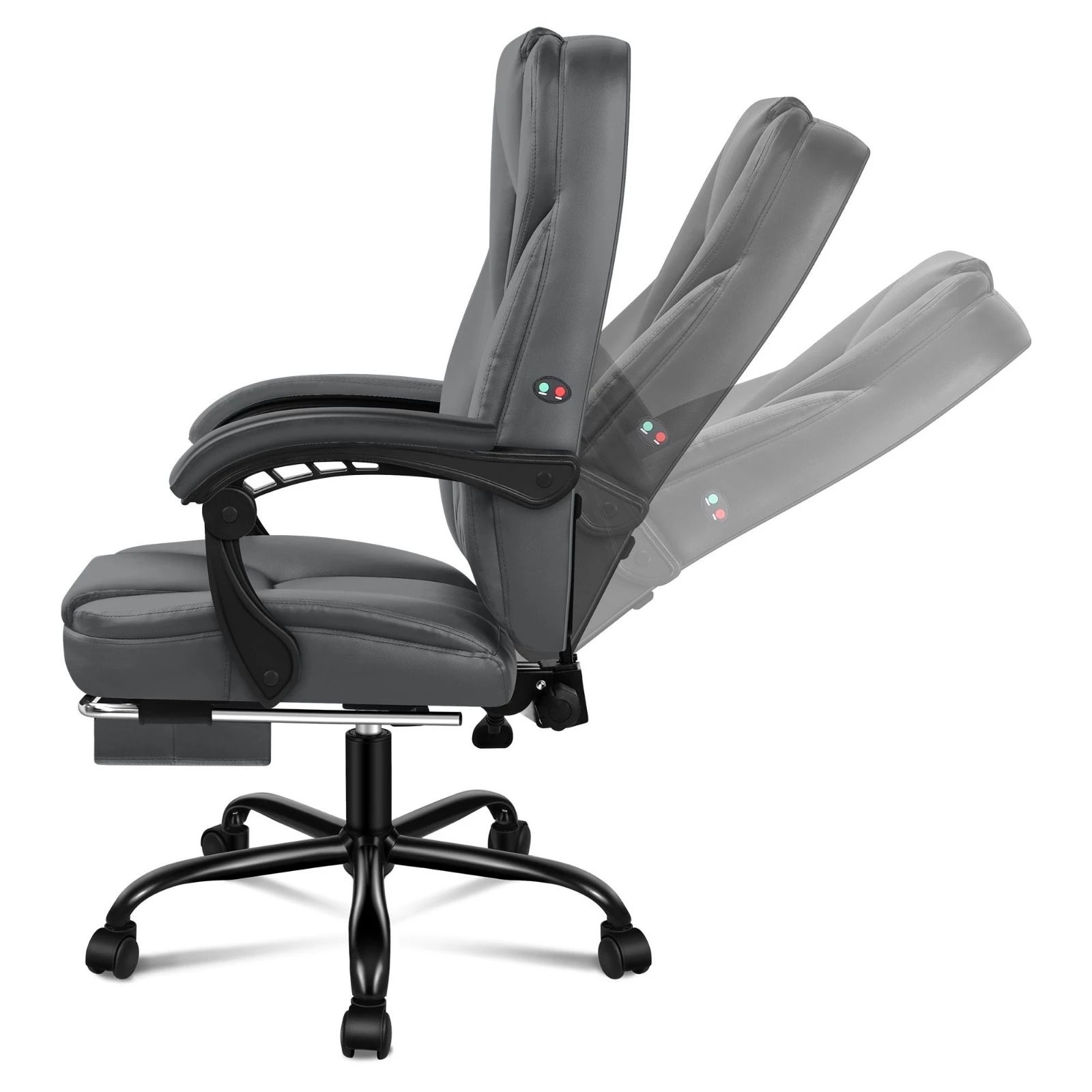 5 Alfordson Massage Office Chair Executive Seat Gaming Computer Leather Recliner - Grey, 5 of 10