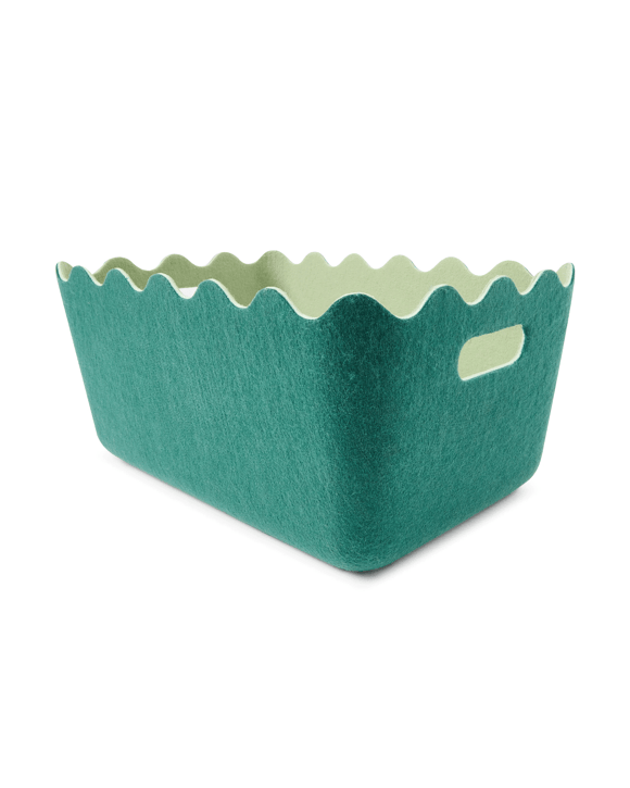 Two Tone Wave Felt Basket - Green