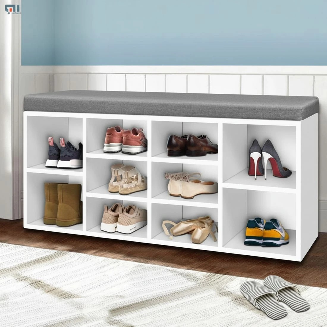 8 Artiss Shoe Rack Storage Cabinet Bench BOA - White, 8 of 10