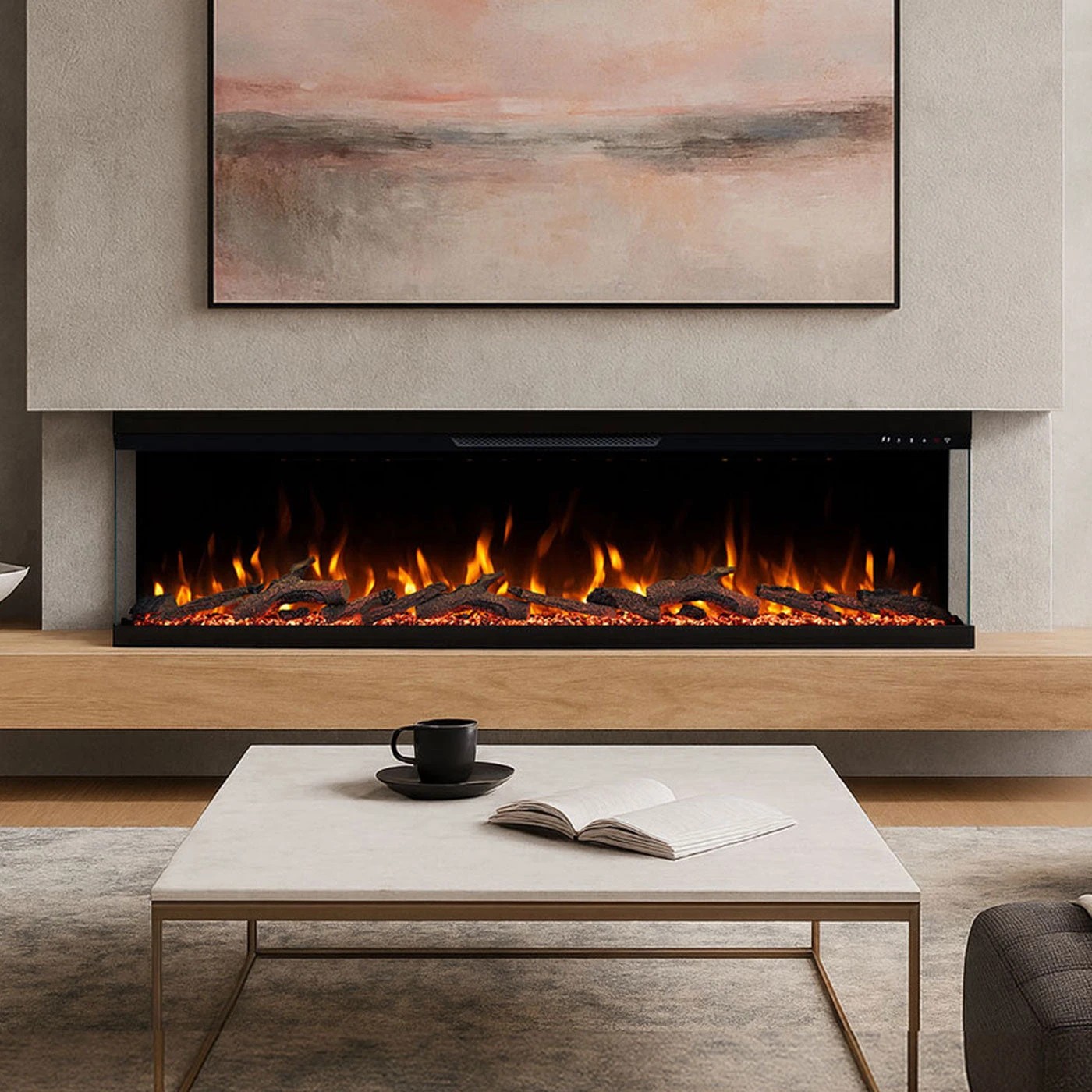 1 Moda Living Aspen 72 inch 3-Sided Electric Fireplace - Black, 1 of 7