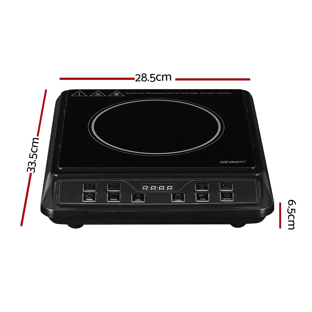 2 Devanti Induction Cooktop 30cm Portable Cooker - Black, 2 of 6