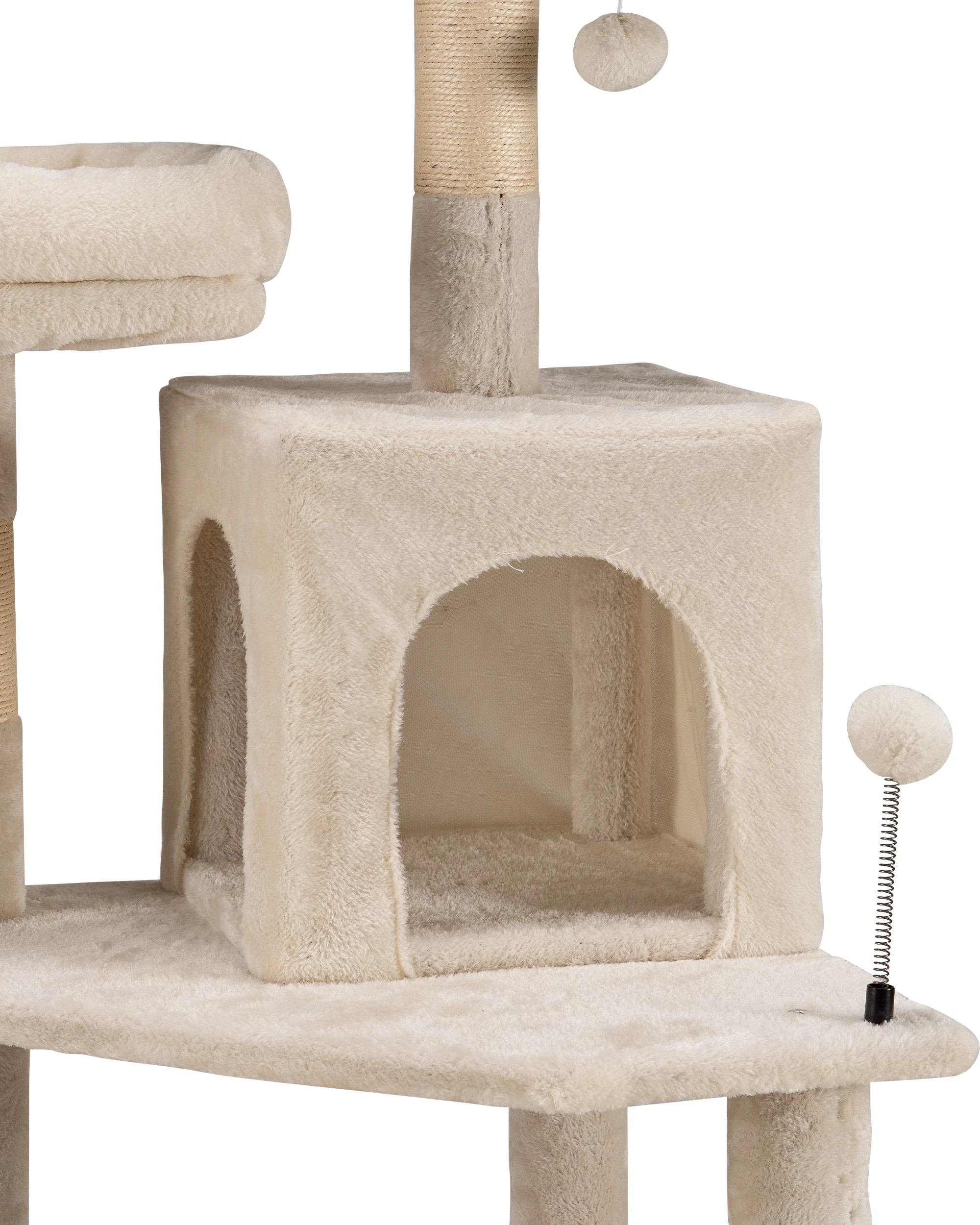 5 Petzly Cat Tree Tower Scratching Post Scratcher Condo House Bed 164cm Beige, 5 of 10