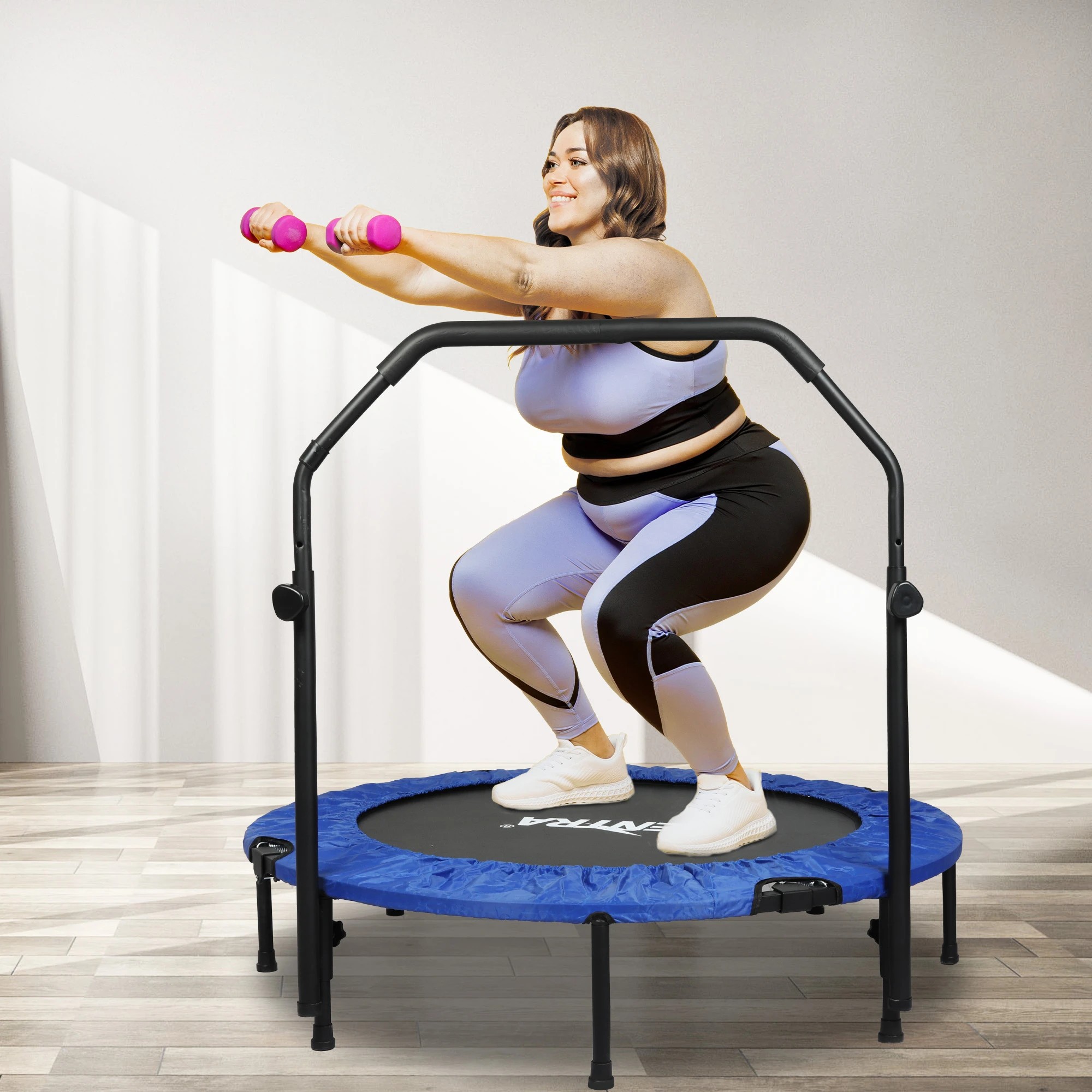 8 Centra 48" Mini Trampoline Rebounder Folding Fitness Exercise Home Gym Indoor, 8 of 9