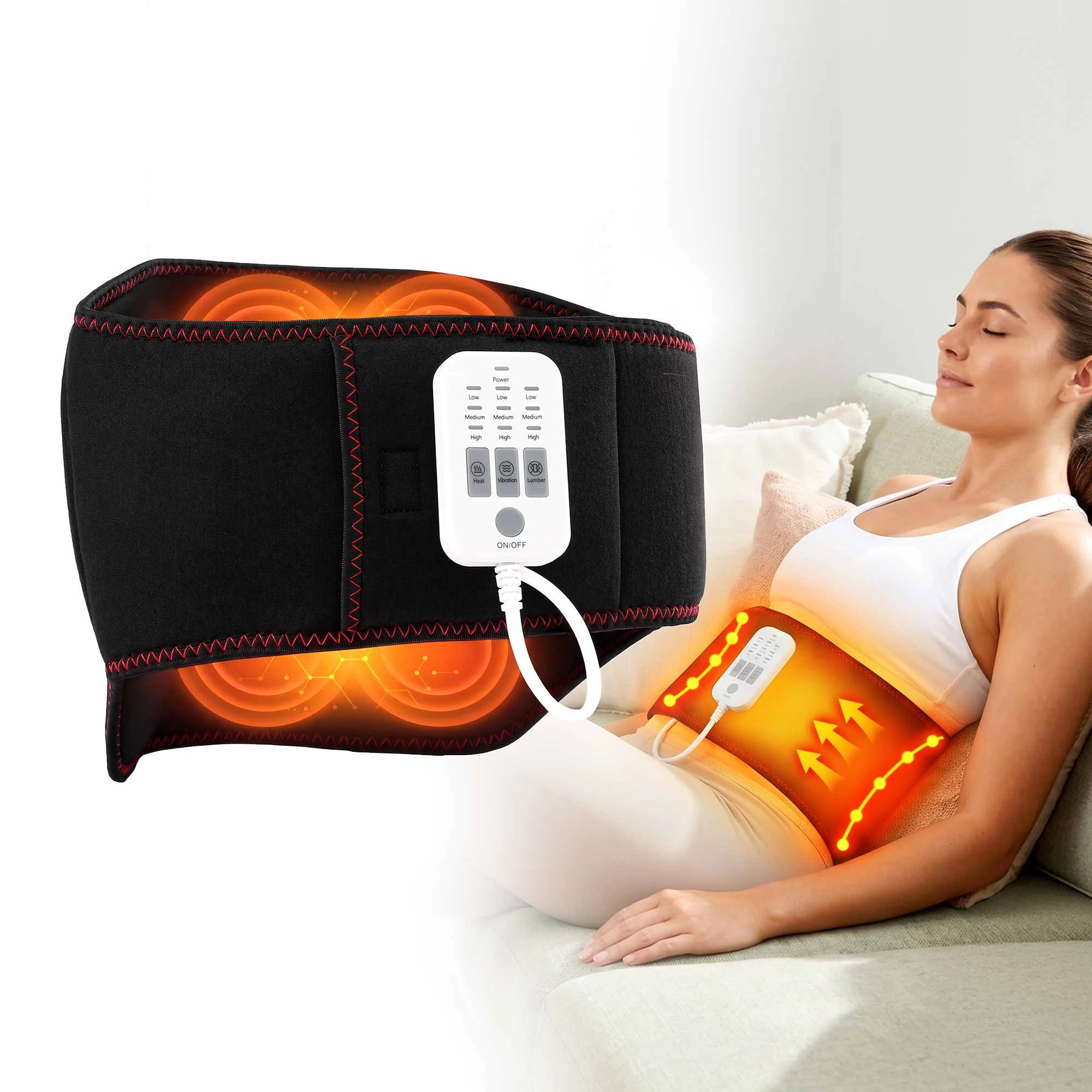 9 Livemor Back Massager for Sciatica Relief, Airbag Traction and Heat Lumbar Support Belt - Black, 9 of 9