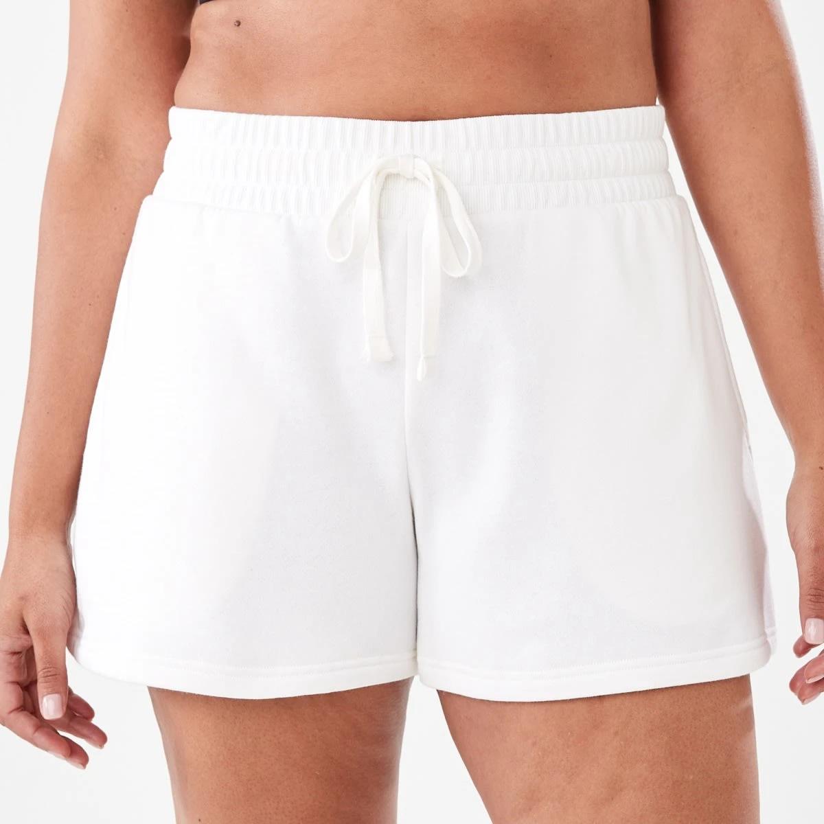 1 Active Womens Fleece Shorts Ecru, 1 of 6