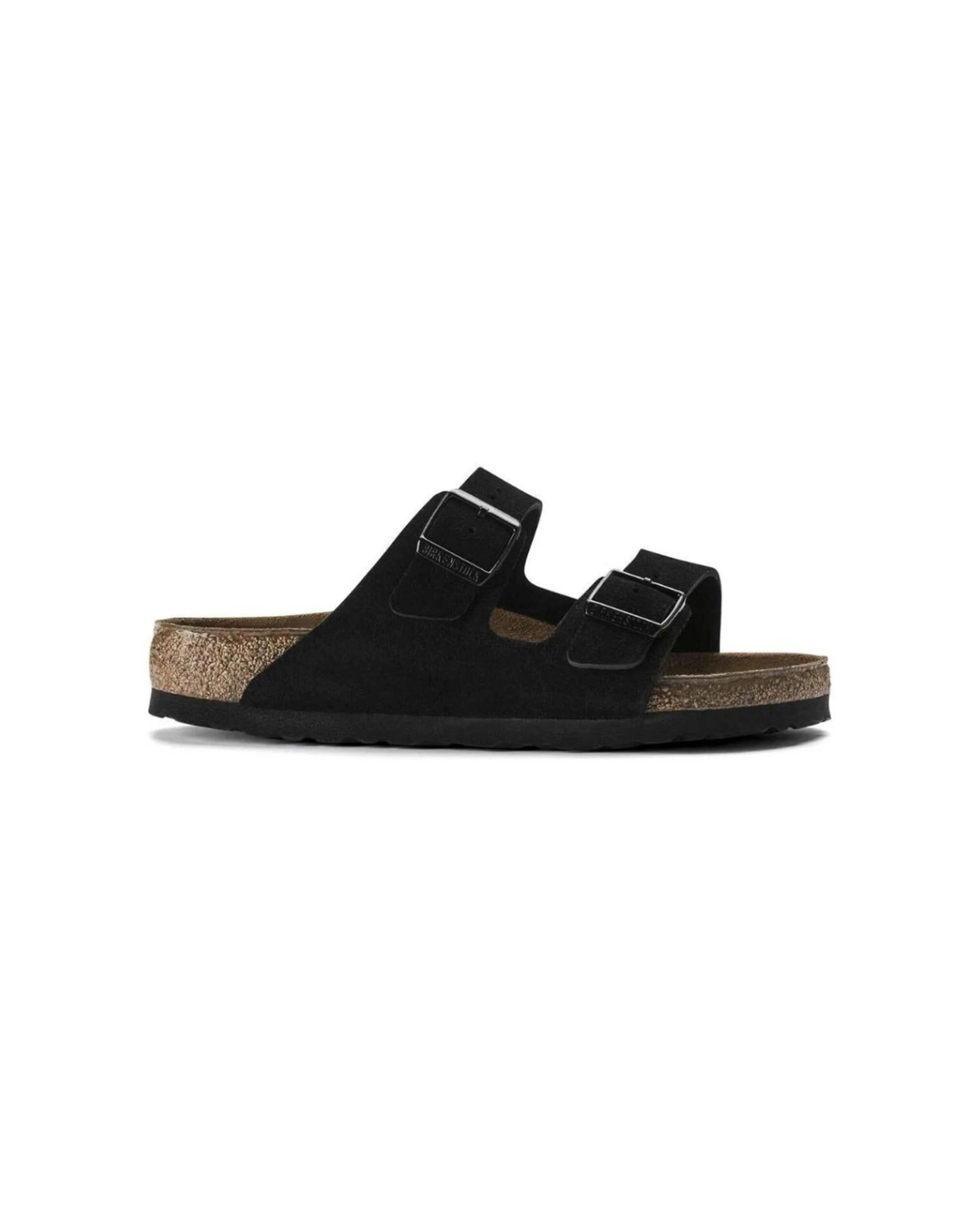 1 Birkenstock Arizona Suede Leather Slip-On Sandals Regular BLACK, 1 of 7