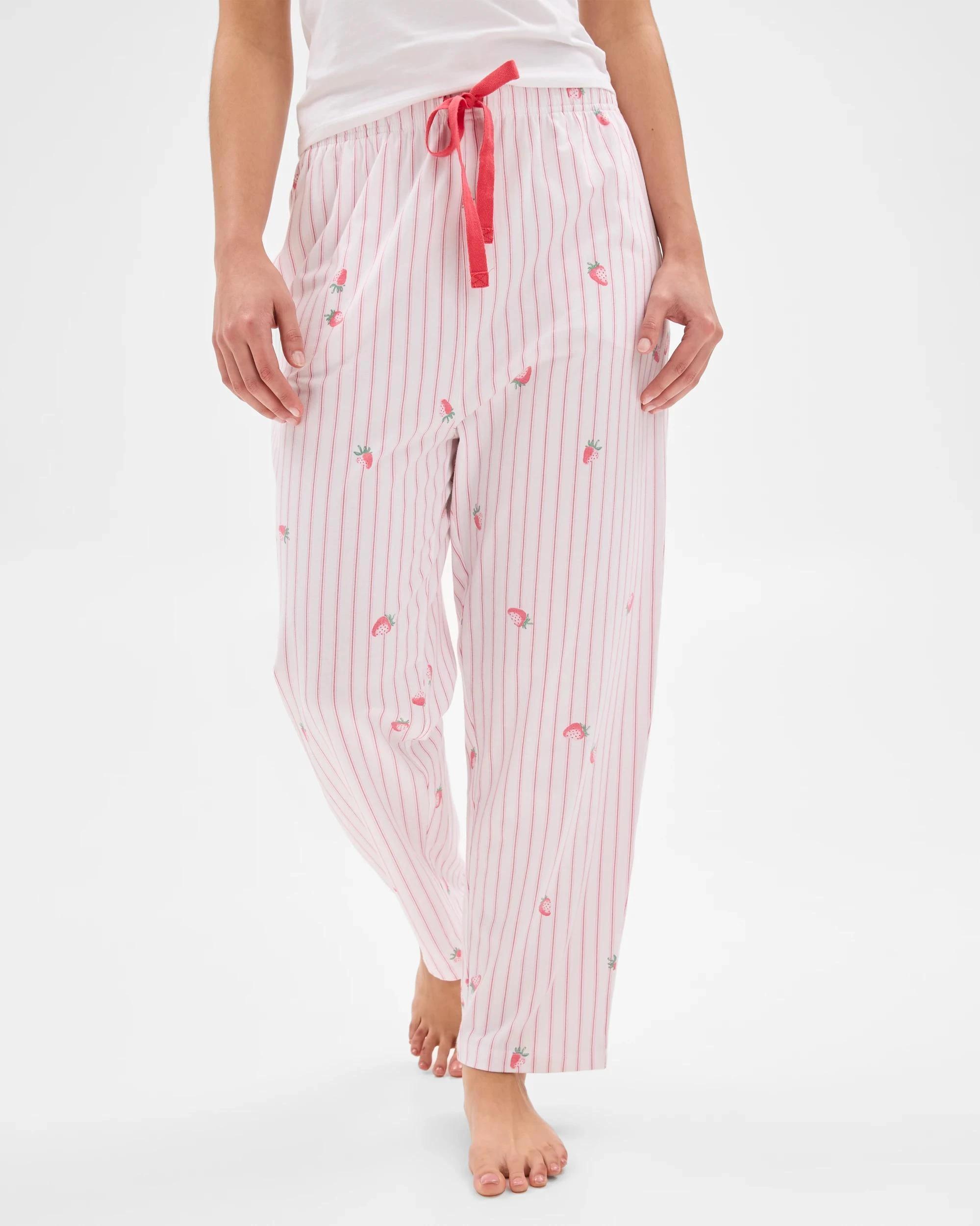2 Target Australian Cotton 7/8 Length Sleep Pyjama Pants STRAWBERRY WHITE/RED, 2 of 4