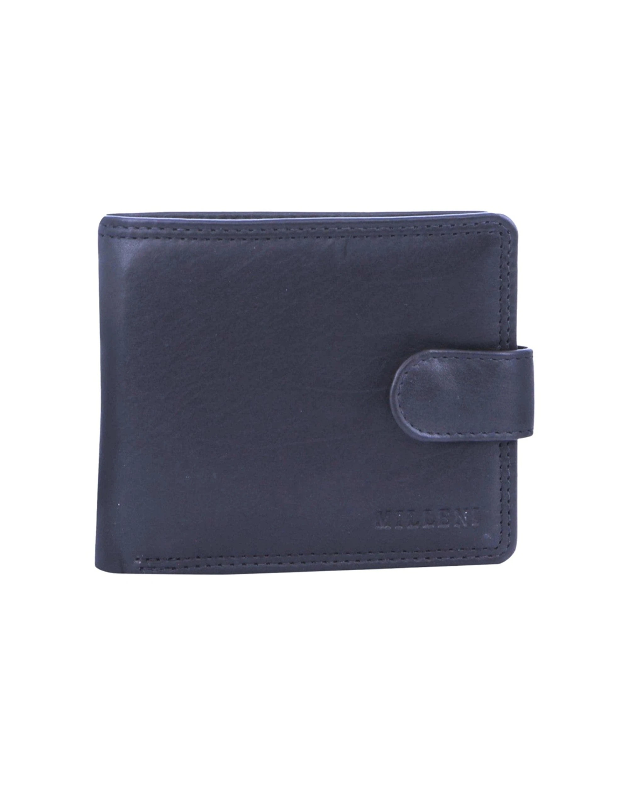 1 Milleni Men's Leather Tab Cash/Card RFID Protected Wallet 11x9.5cm Navy - Blue, 1 of 3