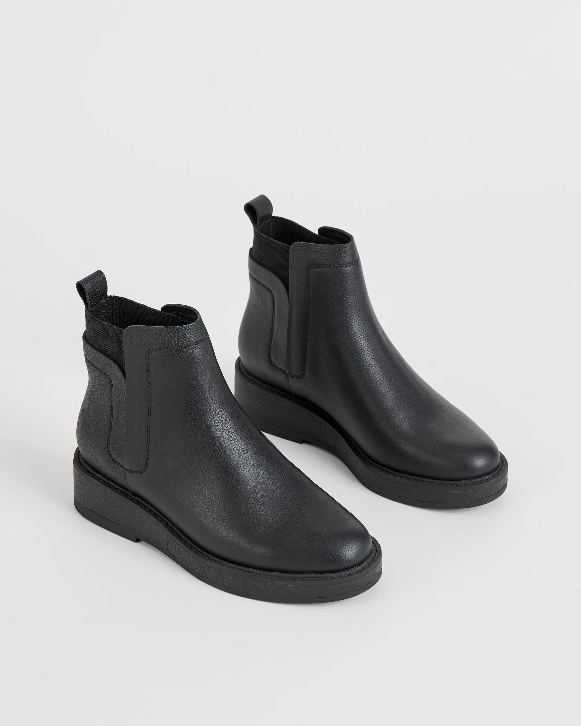 3 Target Woman Genuine Suede Leather Jackie Boot BLACK PEBBLED LEATHER, 3 of 4