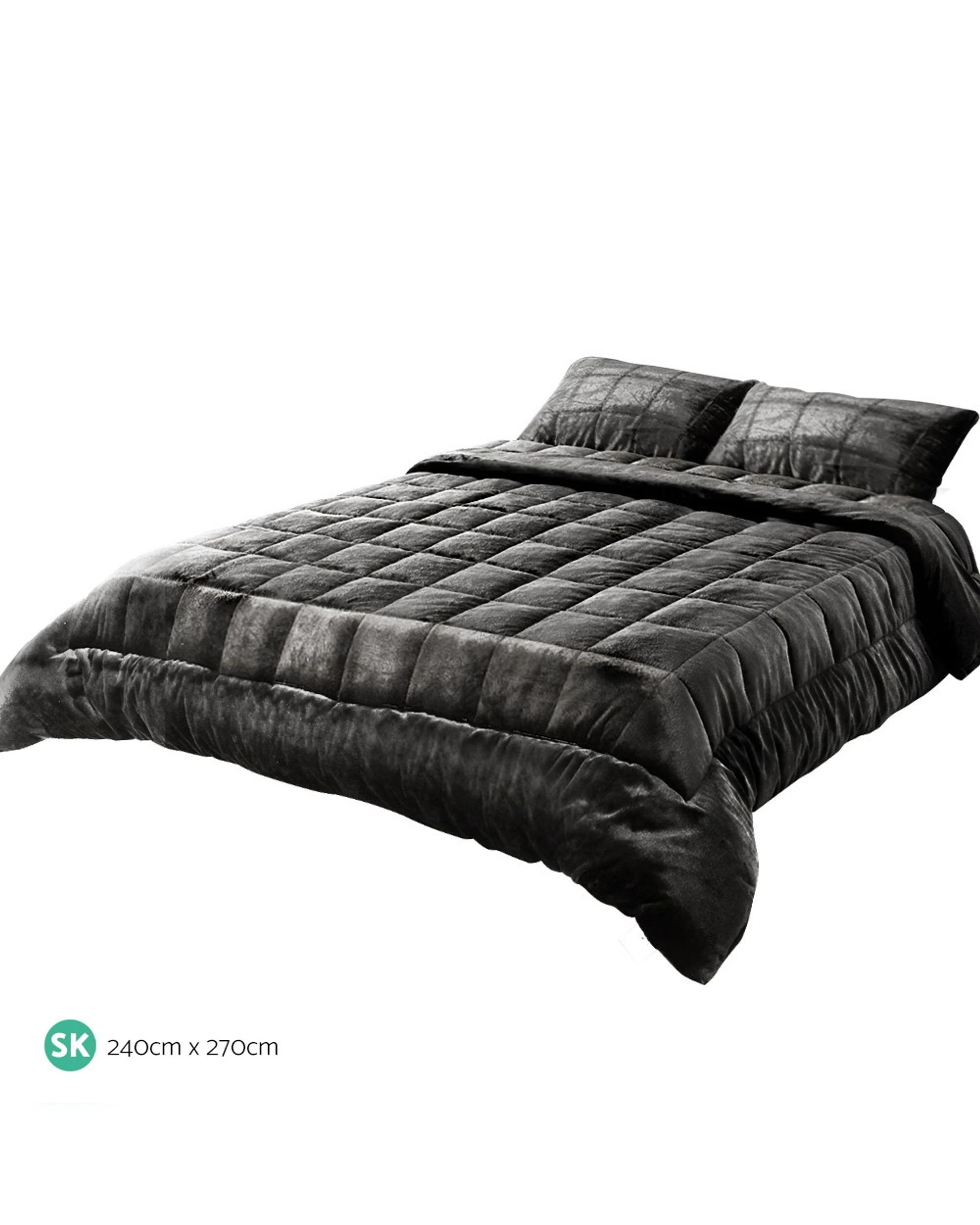 2 Giselle Bedding Faux Mink Quilt Charcoal Super King
 - Super King Bed
 - Grey, 2 of 3