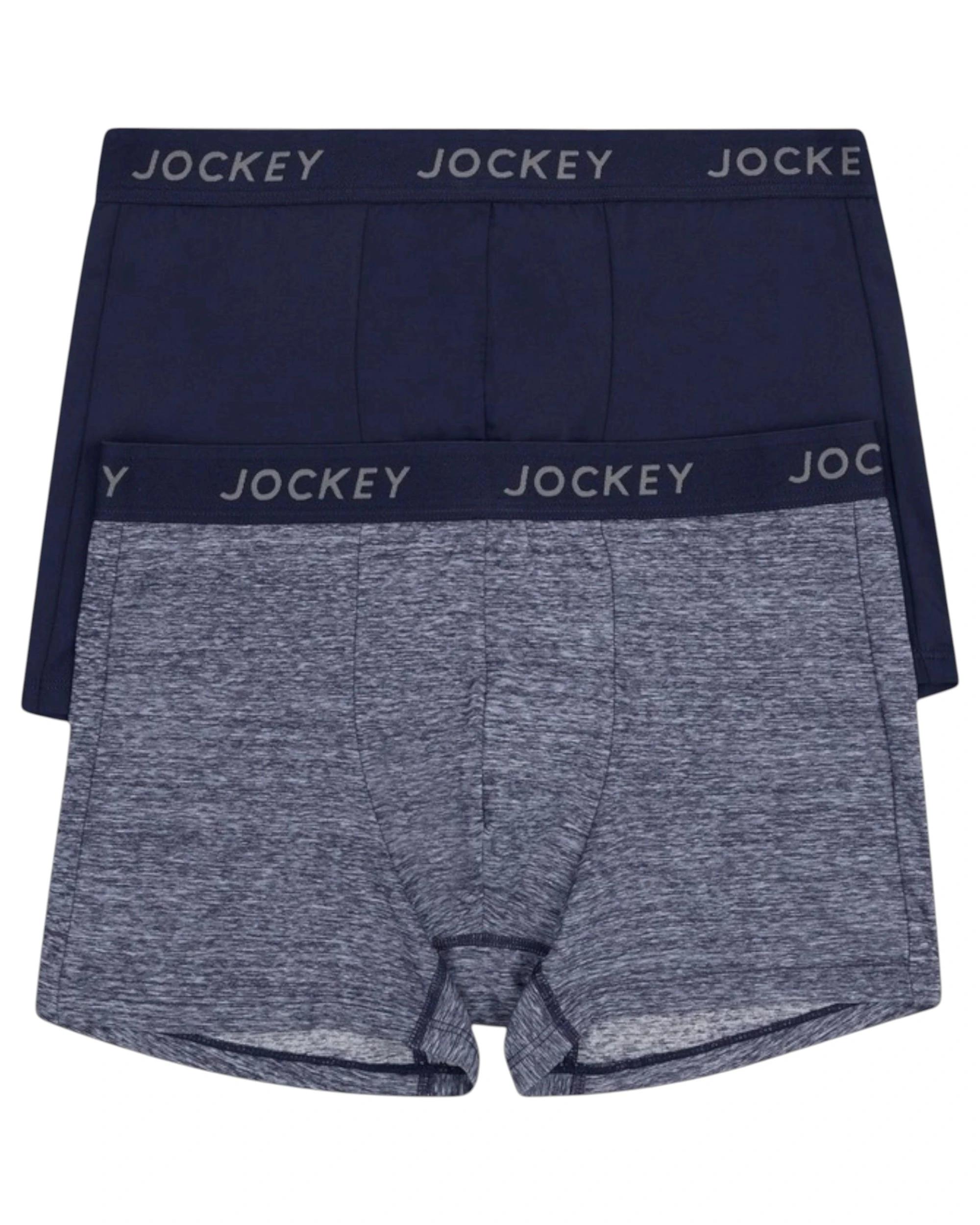 1 Jockey 2 Pack Mens Comfort Classics Microfibre Trunks Underwear NAVY MARLE, 1 of 7
