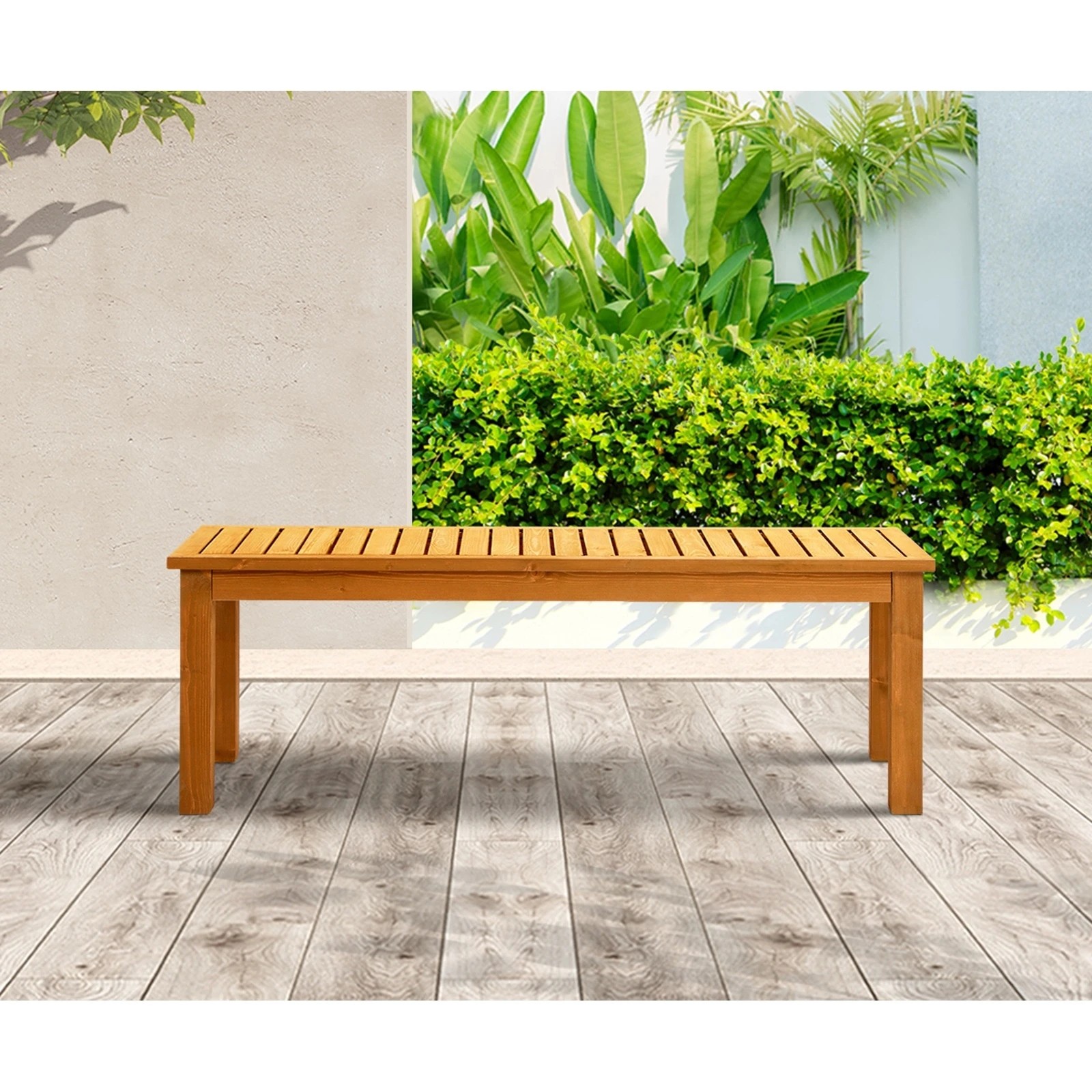 3 Livsip 120cm Garden Bench Outdoor Slatted Seat
 - Natural, 3 of 9