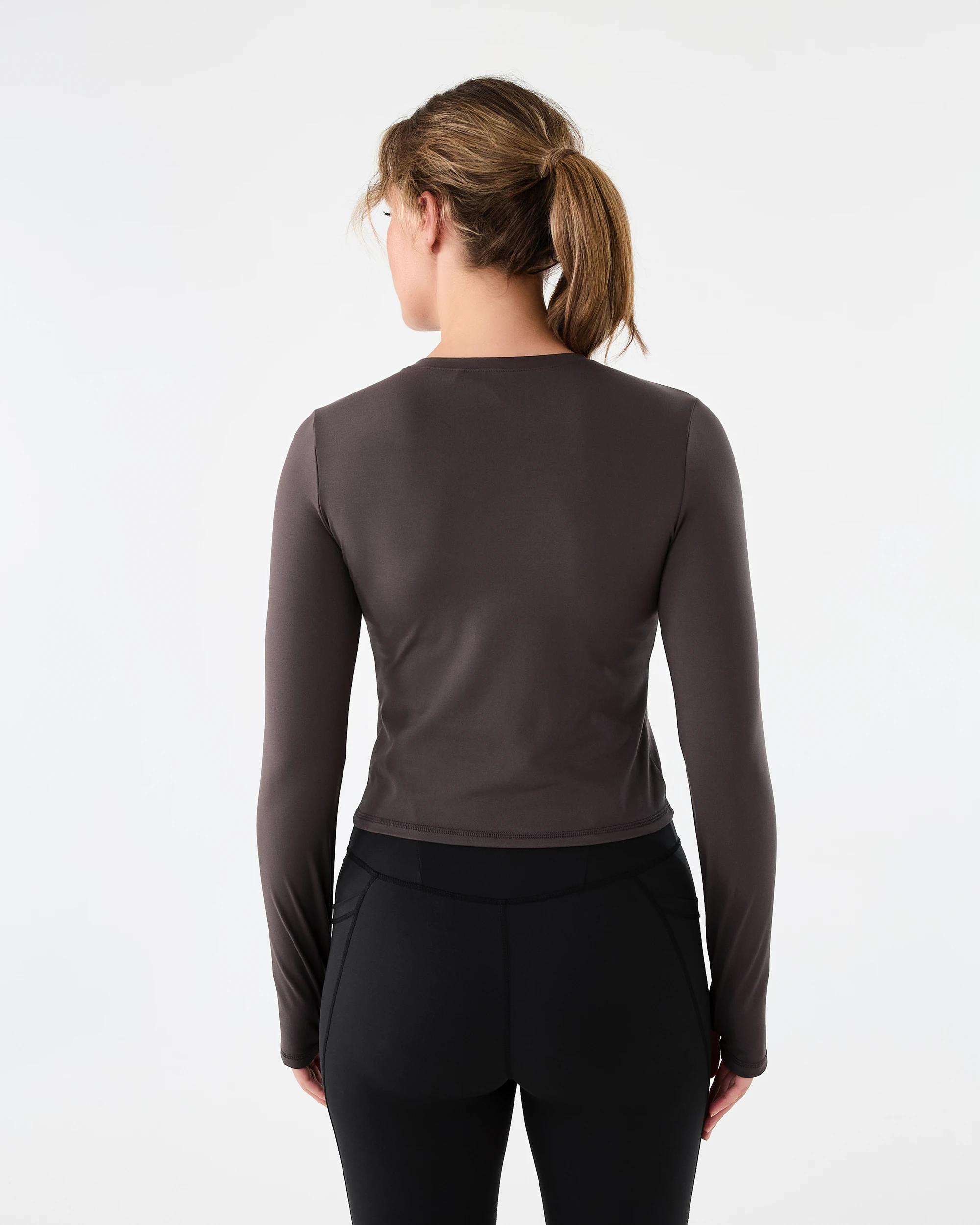 3 Active Womens Long Sleeve Ultrasoft Top Espresso, 3 of 6
