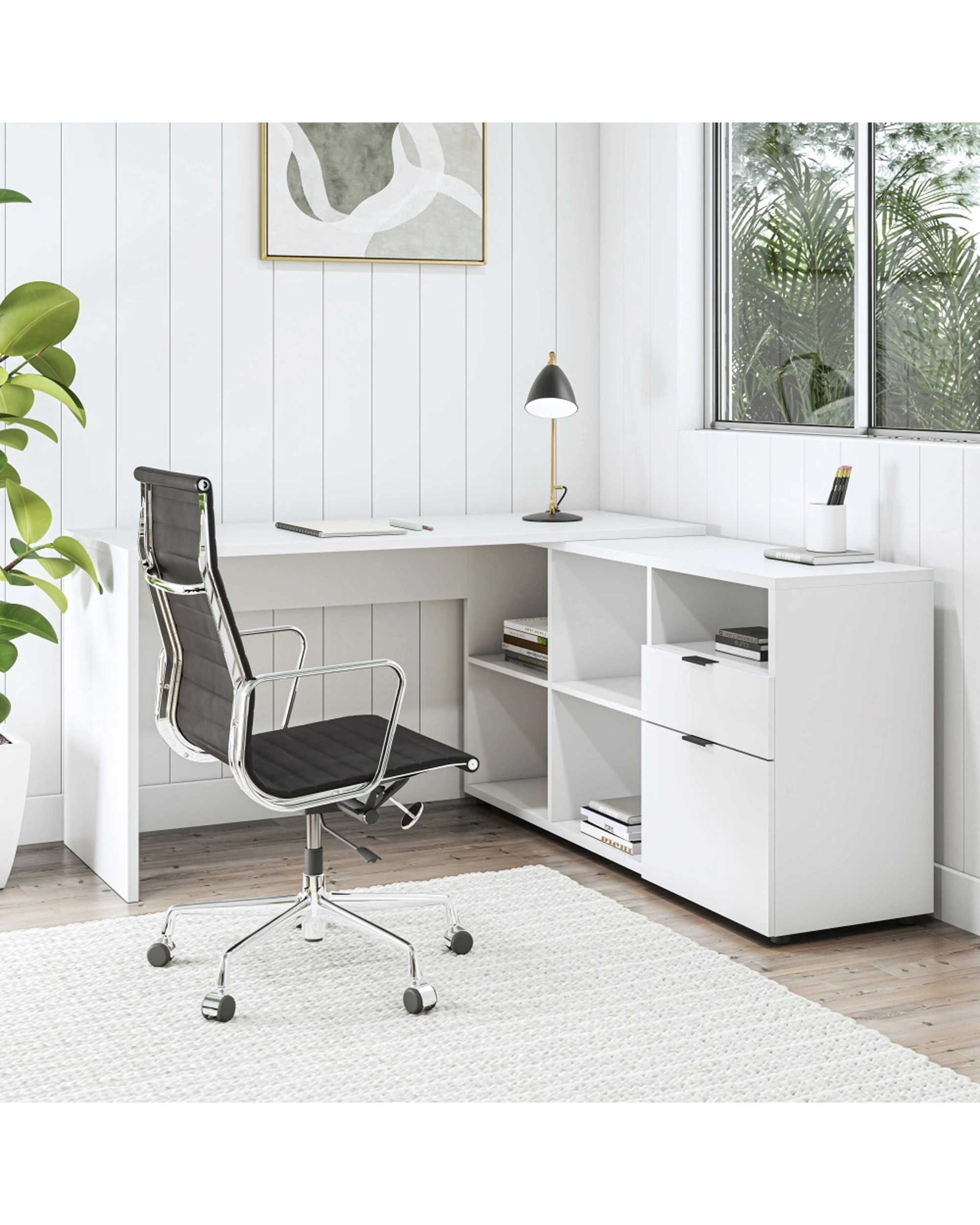 2 Alpine Bay Rico L Shaped Home Office Desk - White, 2 of 3