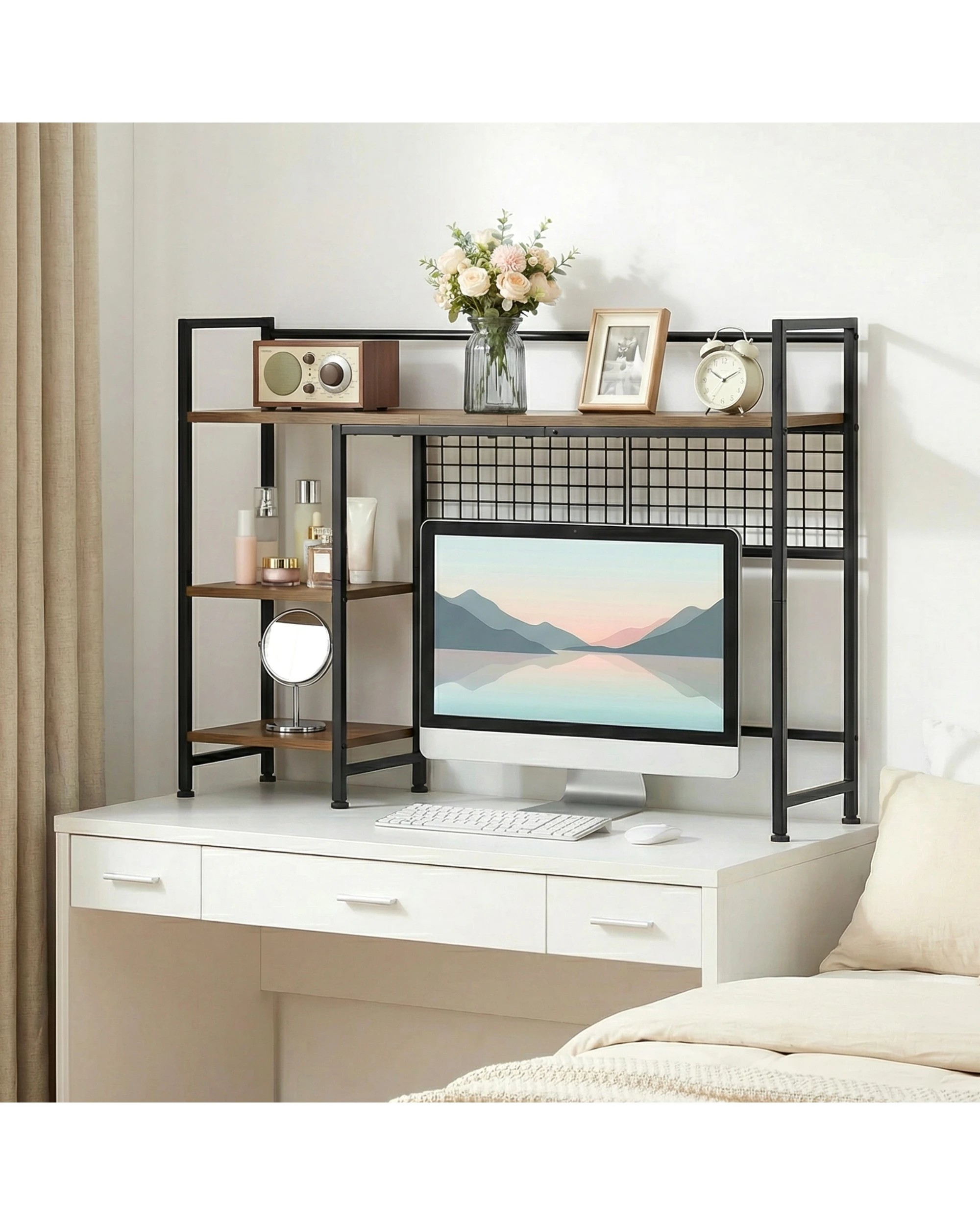 5 Advwin Desktop Bookshelf Wood Display Rack w/3 Shelves, 5 of 10