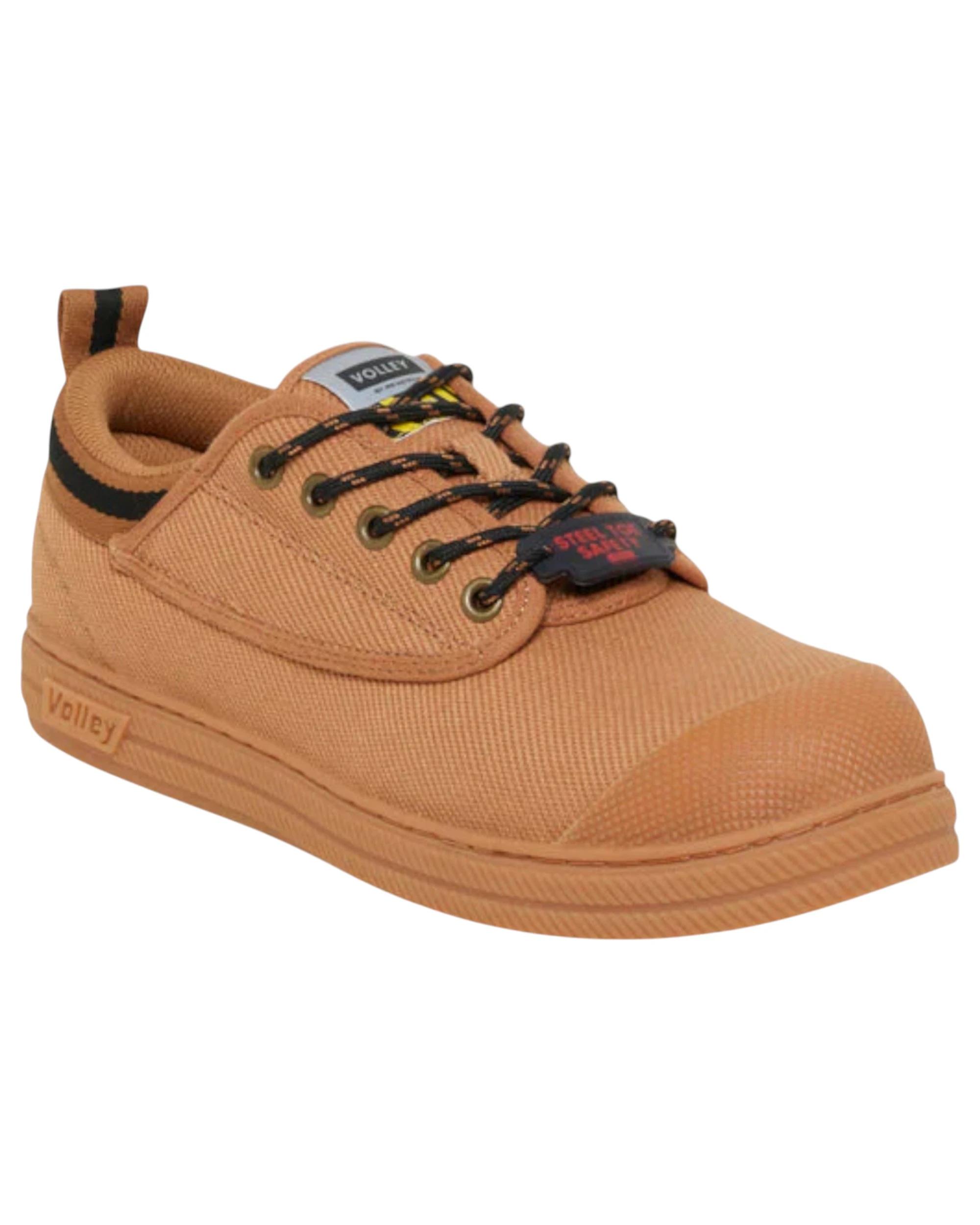 2 Volley Mens Safety Canvas Steel Toe Caps Work Lace Up Shoes - Tan/Gum TAN, 2 of 5