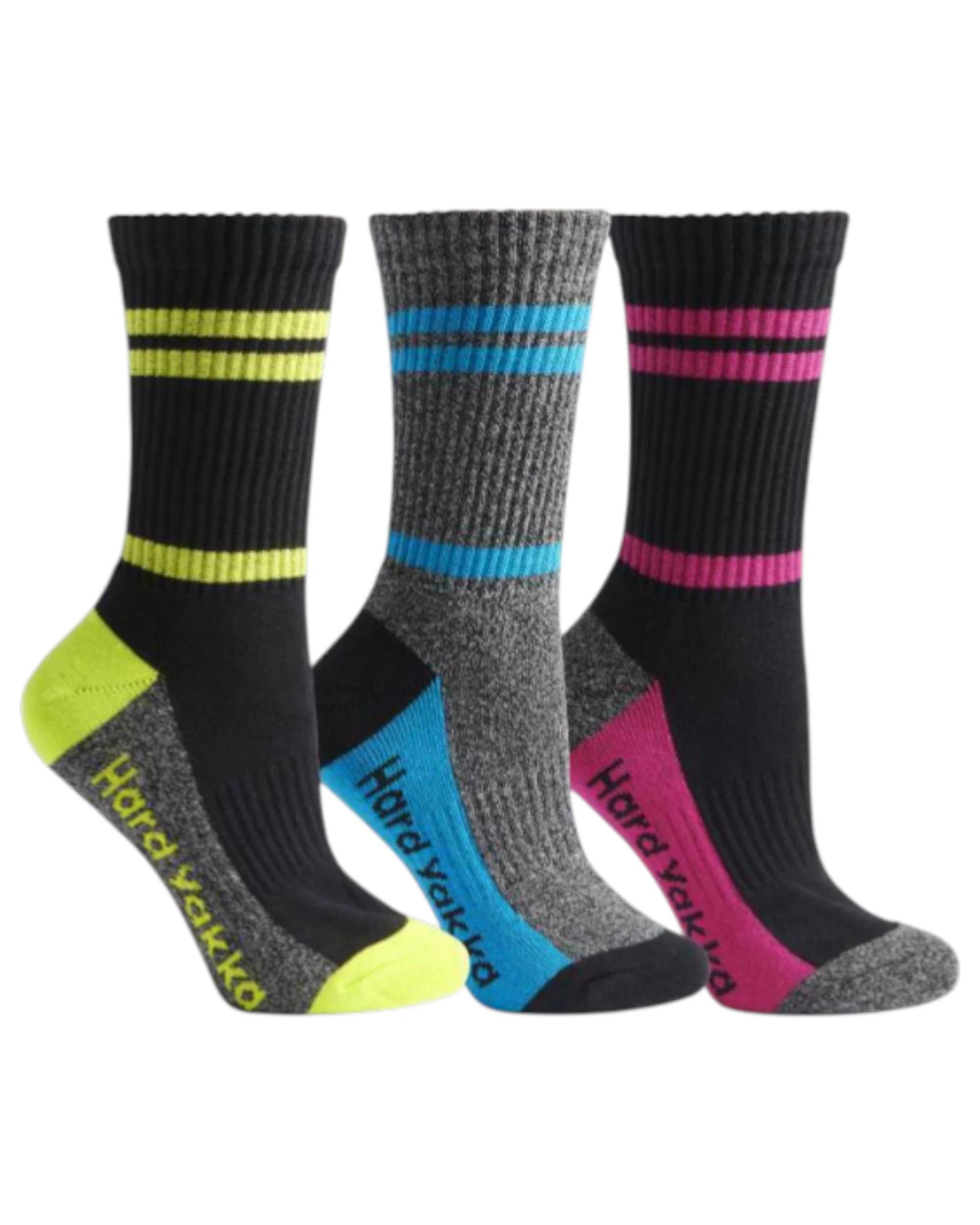 1 Hard Yakka 15 Pairs Womens Crew Work Socks MULTI-COLOURED, 1 of 1