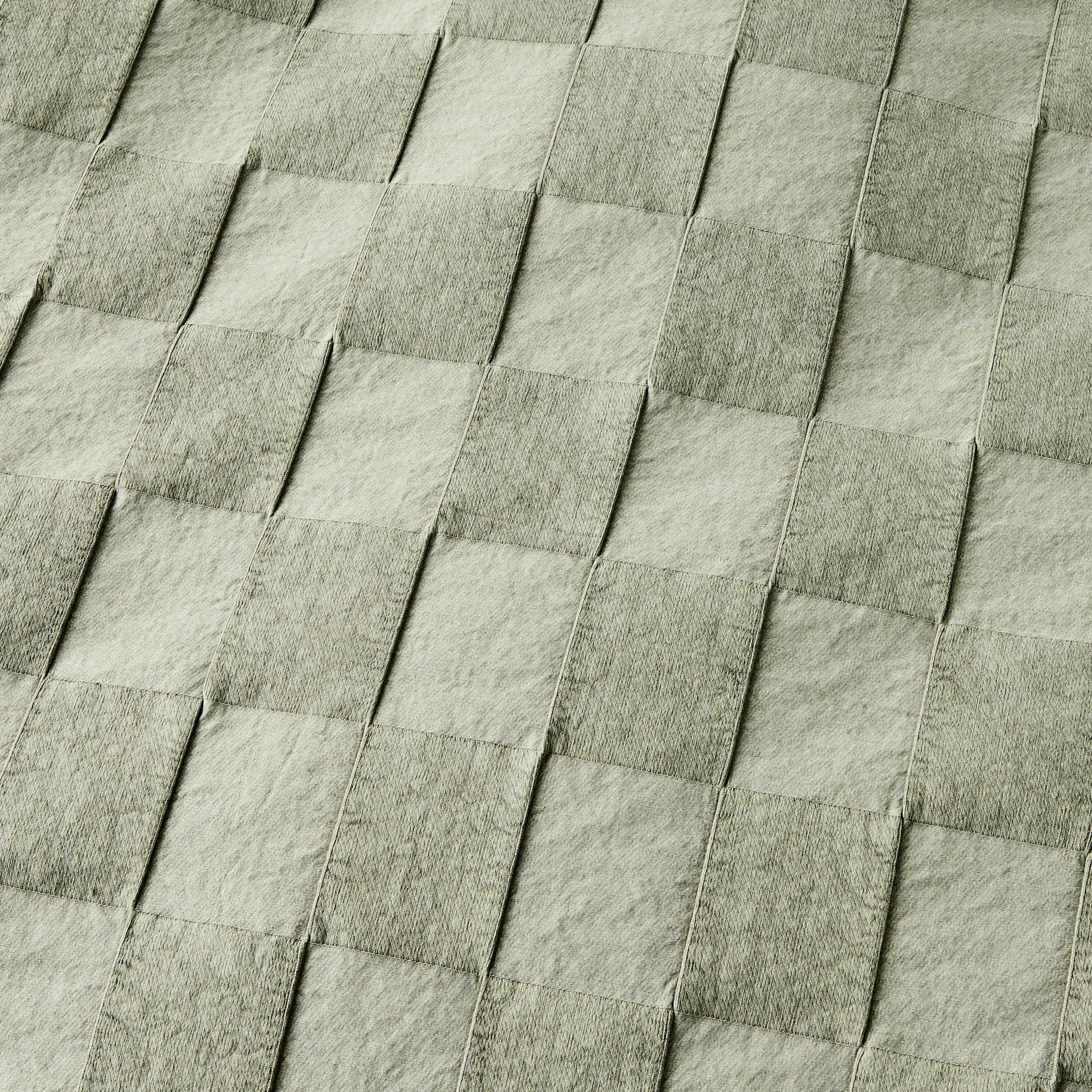 7 Check Stonewashed Australian Grown Cotton Quilt Cover Set - Queen Bed, Green, 7 of 8