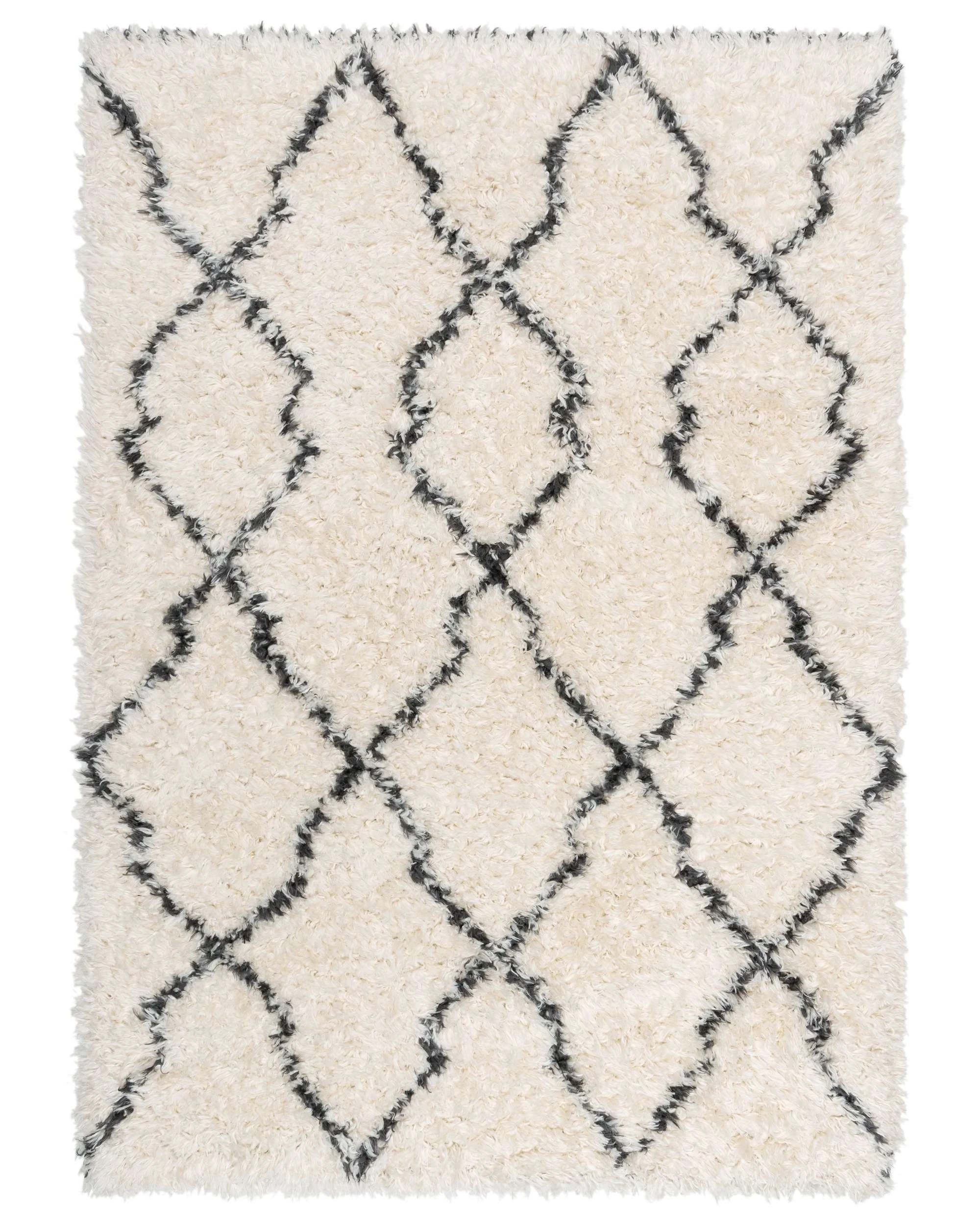 1 Loopsie Rusk Diamond Shag Rug-230cm x 160cm - White, 1 of 8