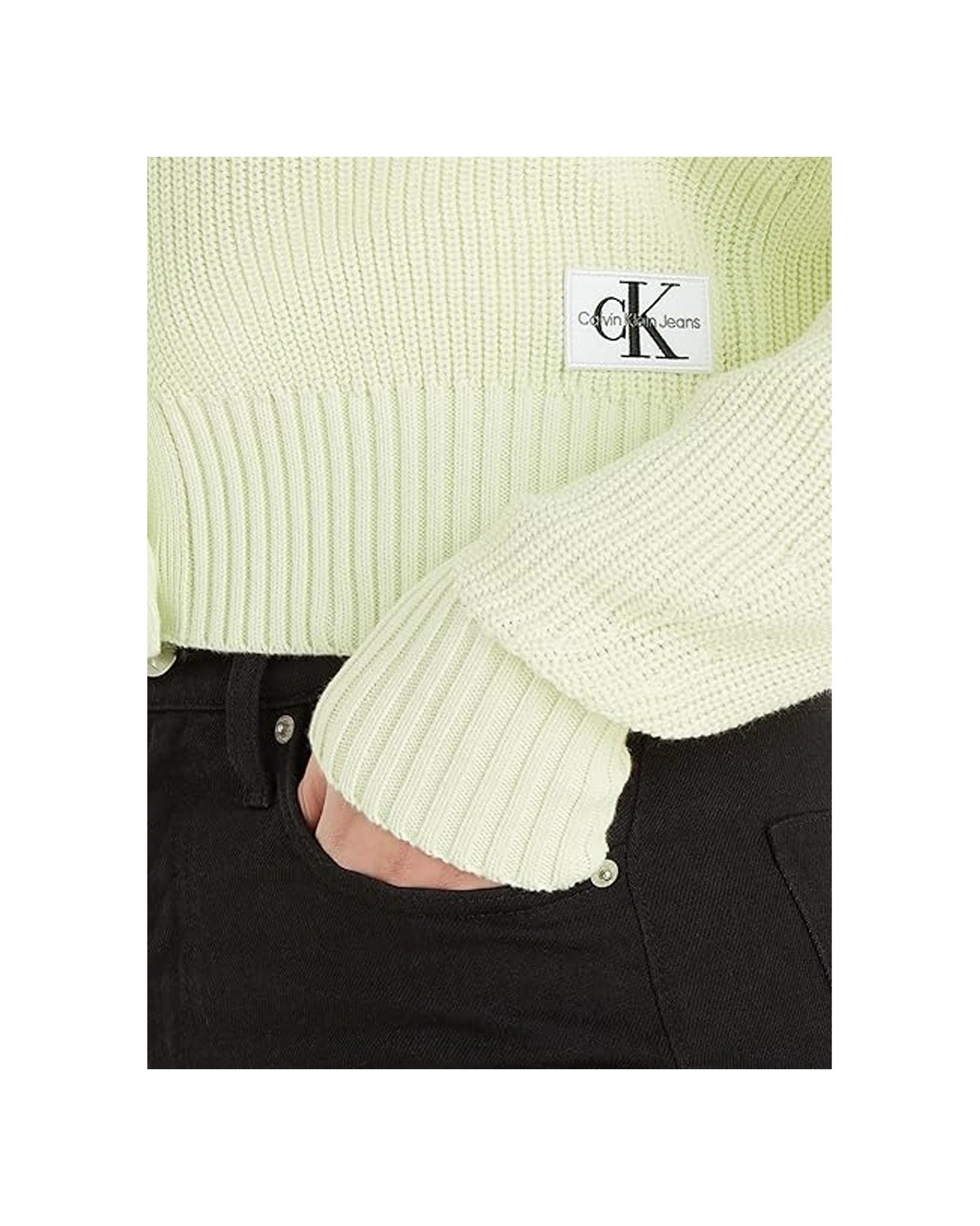 4 Calvin Klein Jeans Womens Chunky Cardigan Knitwear - One Size - Green, 4 of 6