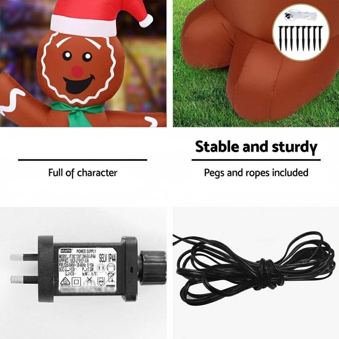 6 Jingle Jollys Christmas Inflatable Gingerbread Man Tree LED Illuminated - Multi, 6 of 7