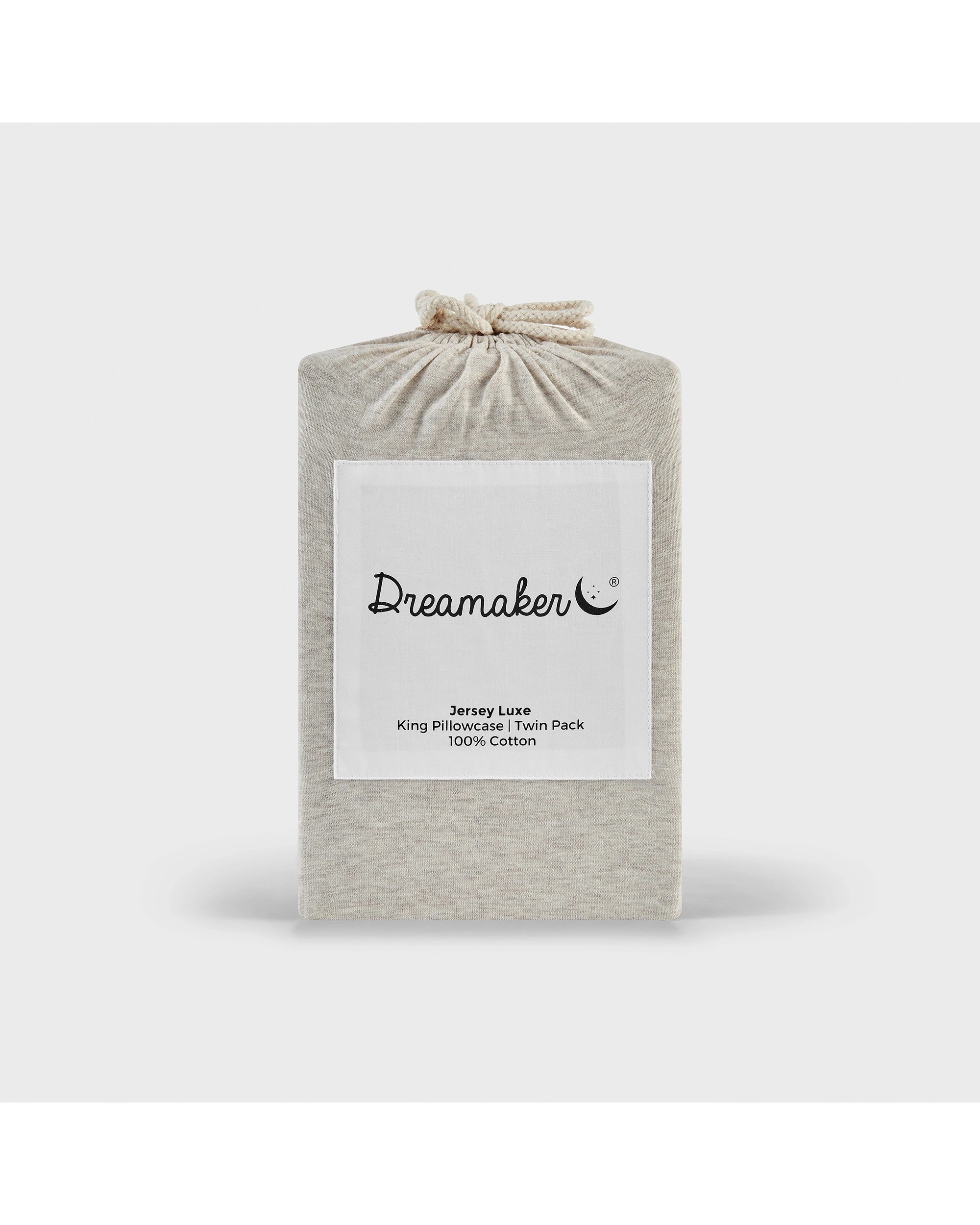 4 Dreamaker Jersey Luxe 100% Cotton King Pillowcase Twin Pack - Oatmeal, 4 of 4