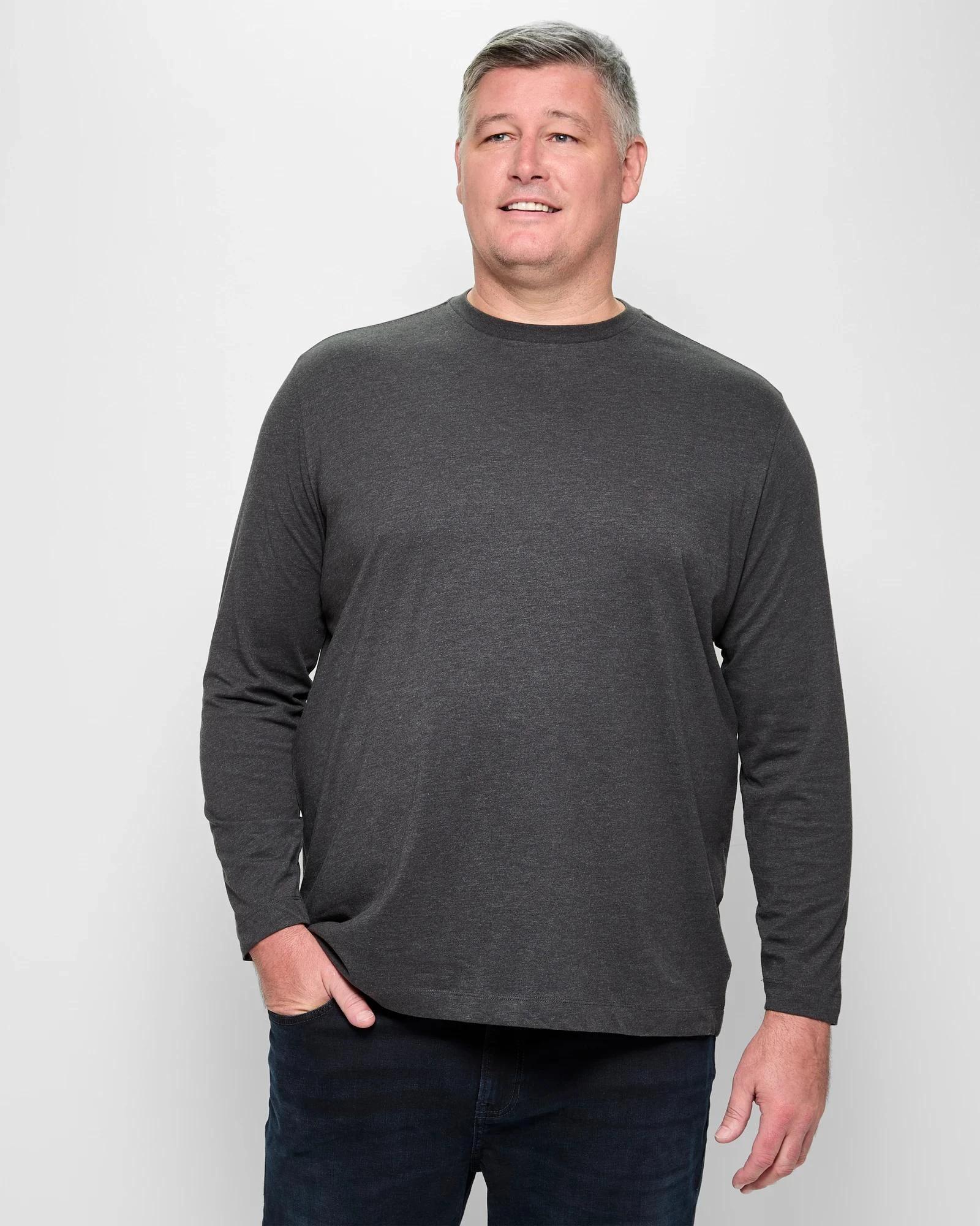 1 Target Man Plus Plus Size Australian Cotton Long Sleeve T-Shirt CHARCOAL, 1 of 5