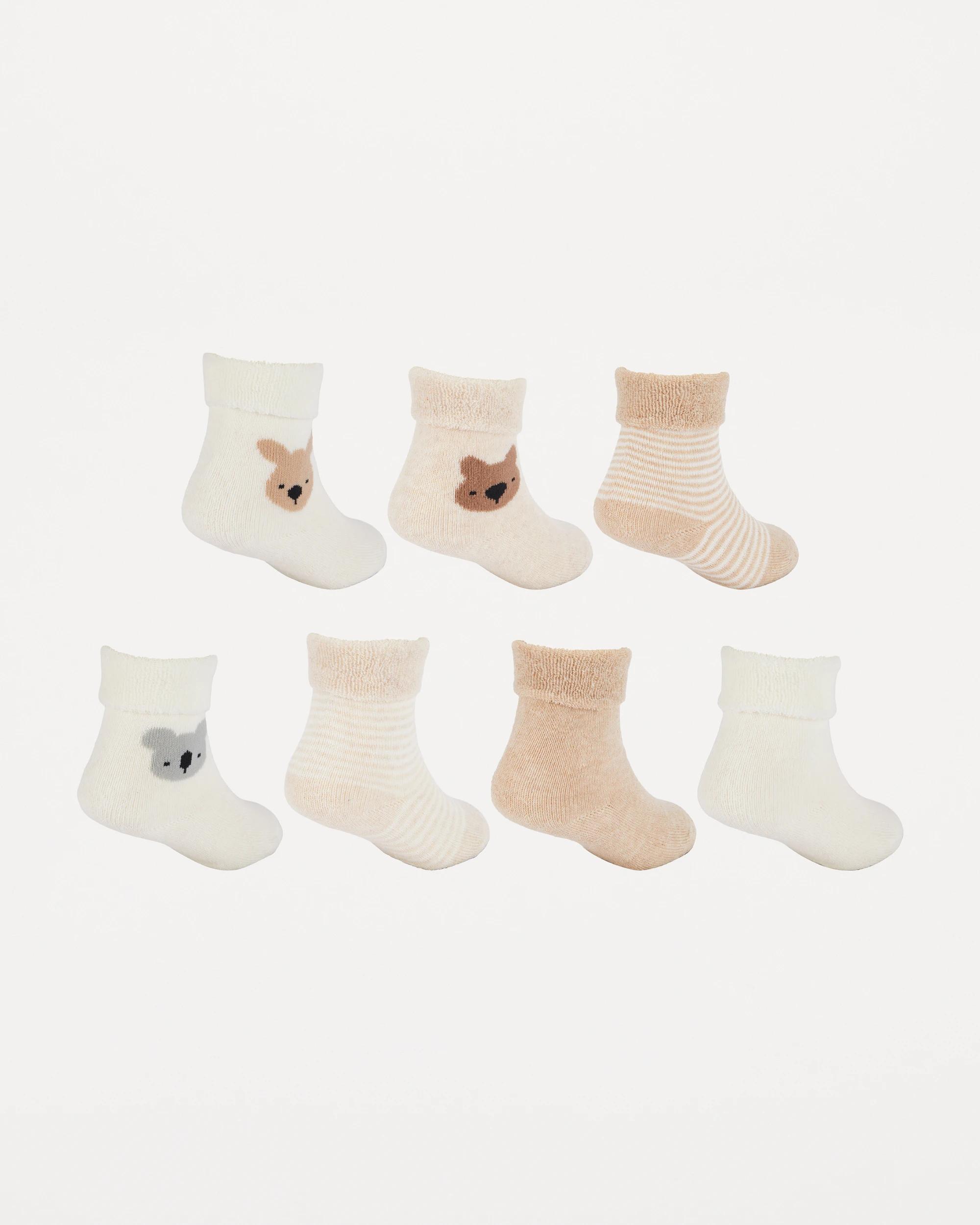 2 7 Pack Cotton Terry Socks Bge Aus, 2 of 3