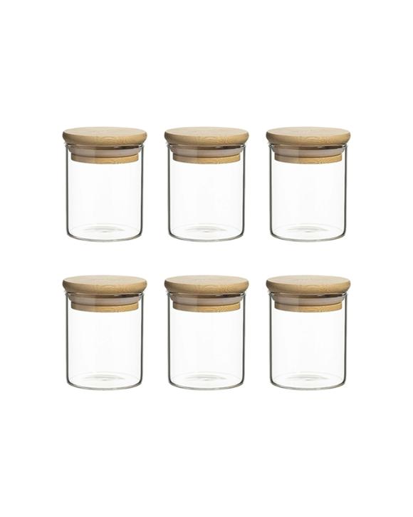 6pc Ecology Pantry 7.5cm Round Spice Jar Container Storage Set W/ Bamboo Lid - Natural