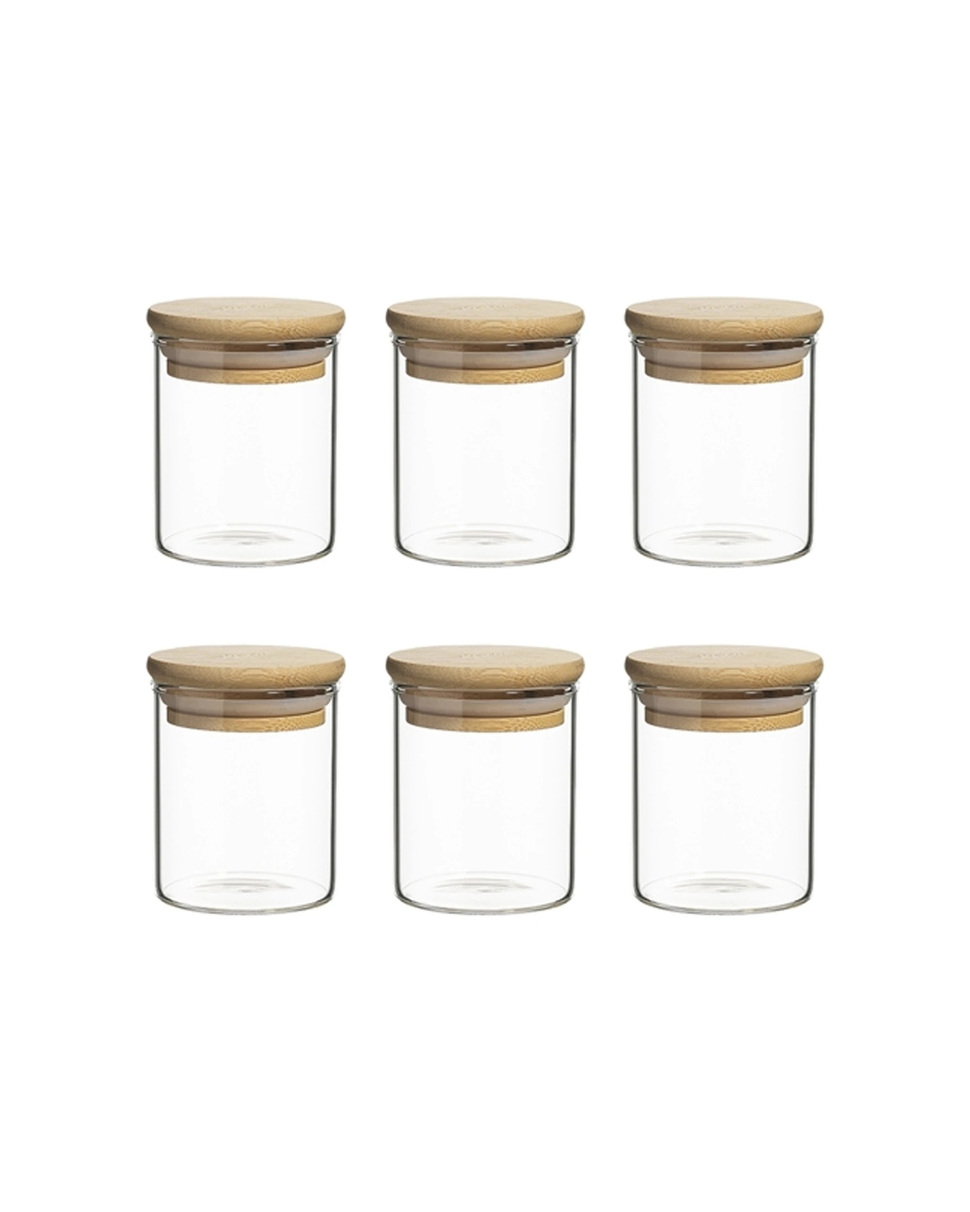 1 6pc Ecology Pantry 7.5cm Round Spice Jar Container Storage Set W/ Bamboo Lid
 - Natural, 1 of 1