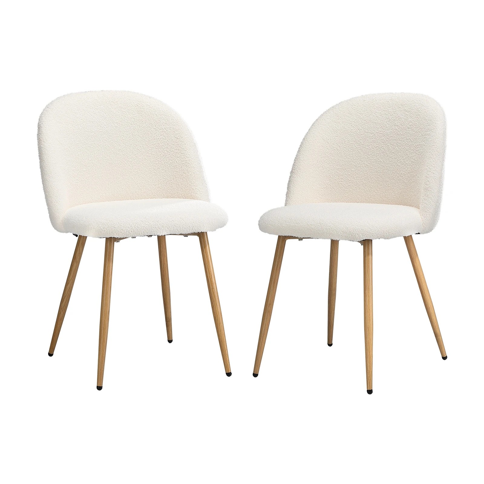 1 Oikiture 2x Dining Chairs Accent Chair Armchair Upholstered Sherpa Wooden
 - White, 1 of 10
