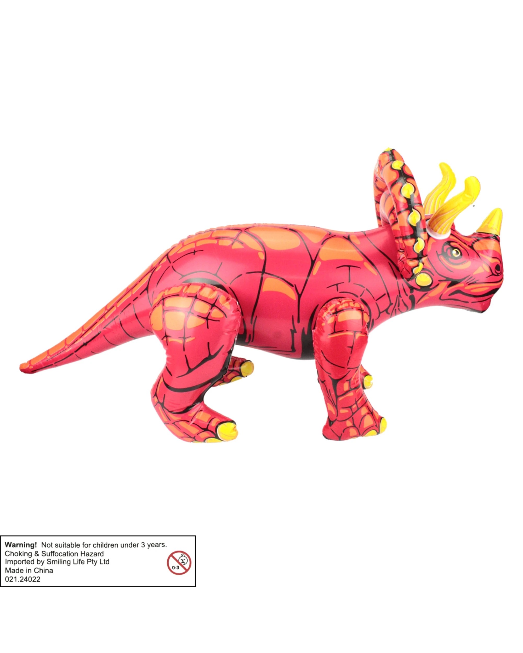 3 Partyrama Inflatable Triceratops Dinosaur - Red, 3 of 3