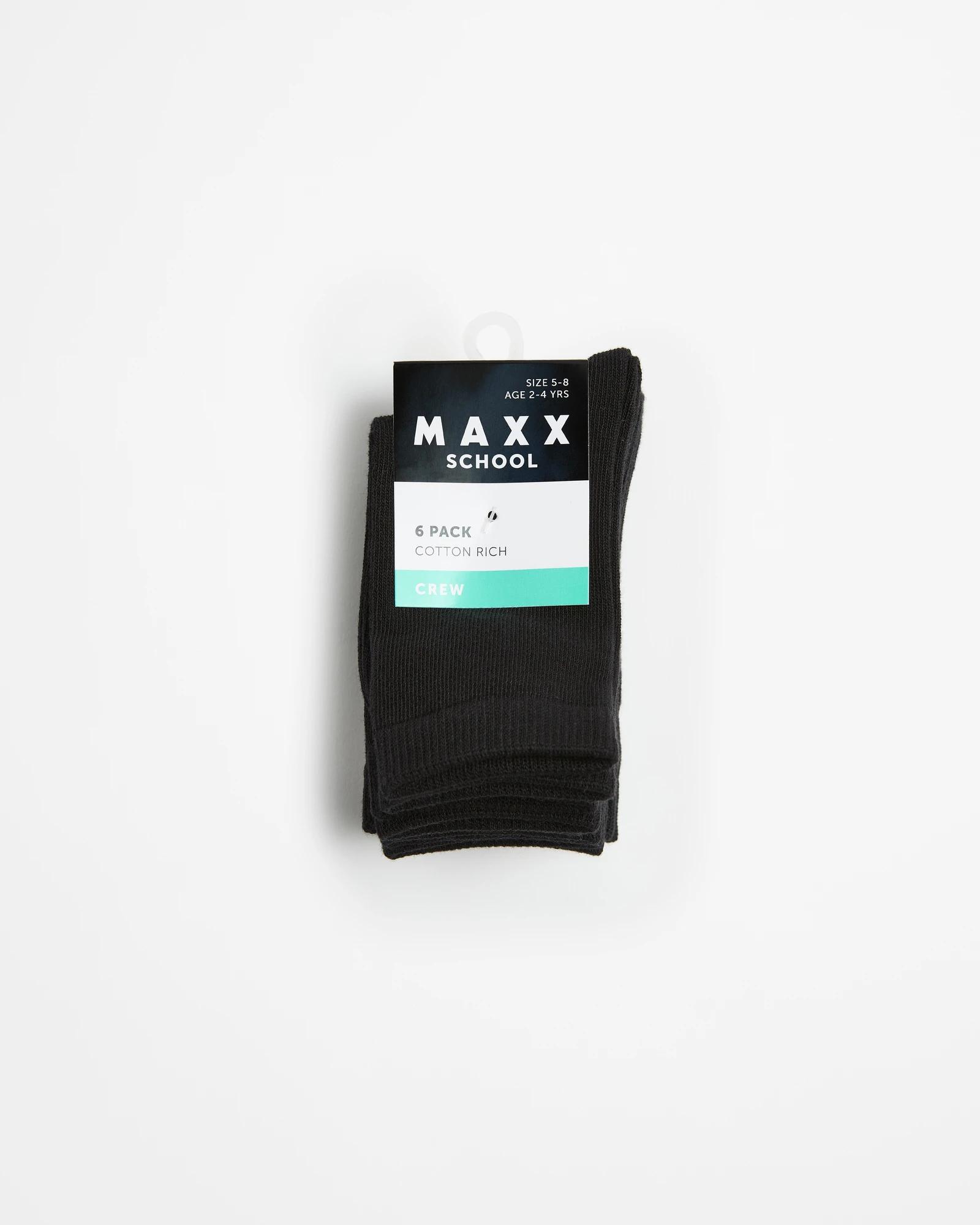 3 School Crew Socks 6 Pack - Maxx BLACK, 3 of 3