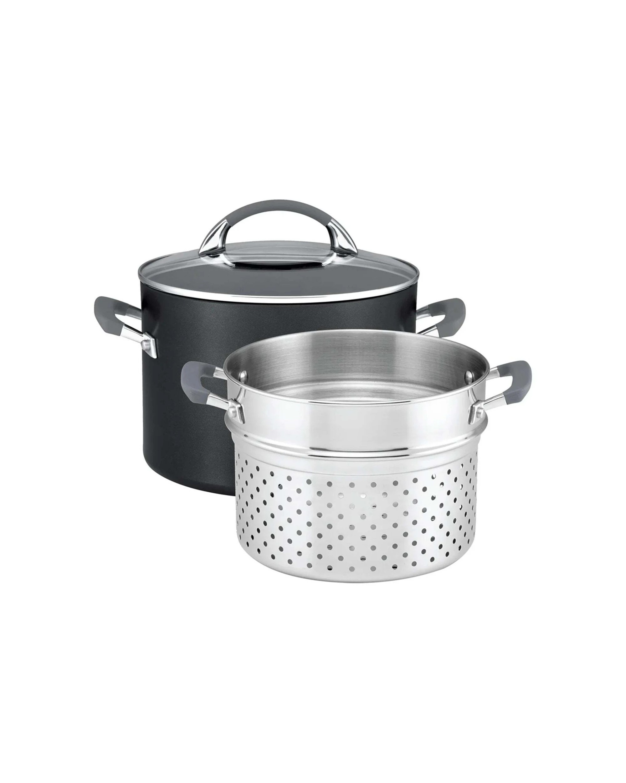 2 Anolon Endurance+ Non-Stick Induction Stockpot 24cm/7.6L With Pasta Insert - Black, 2 of 3