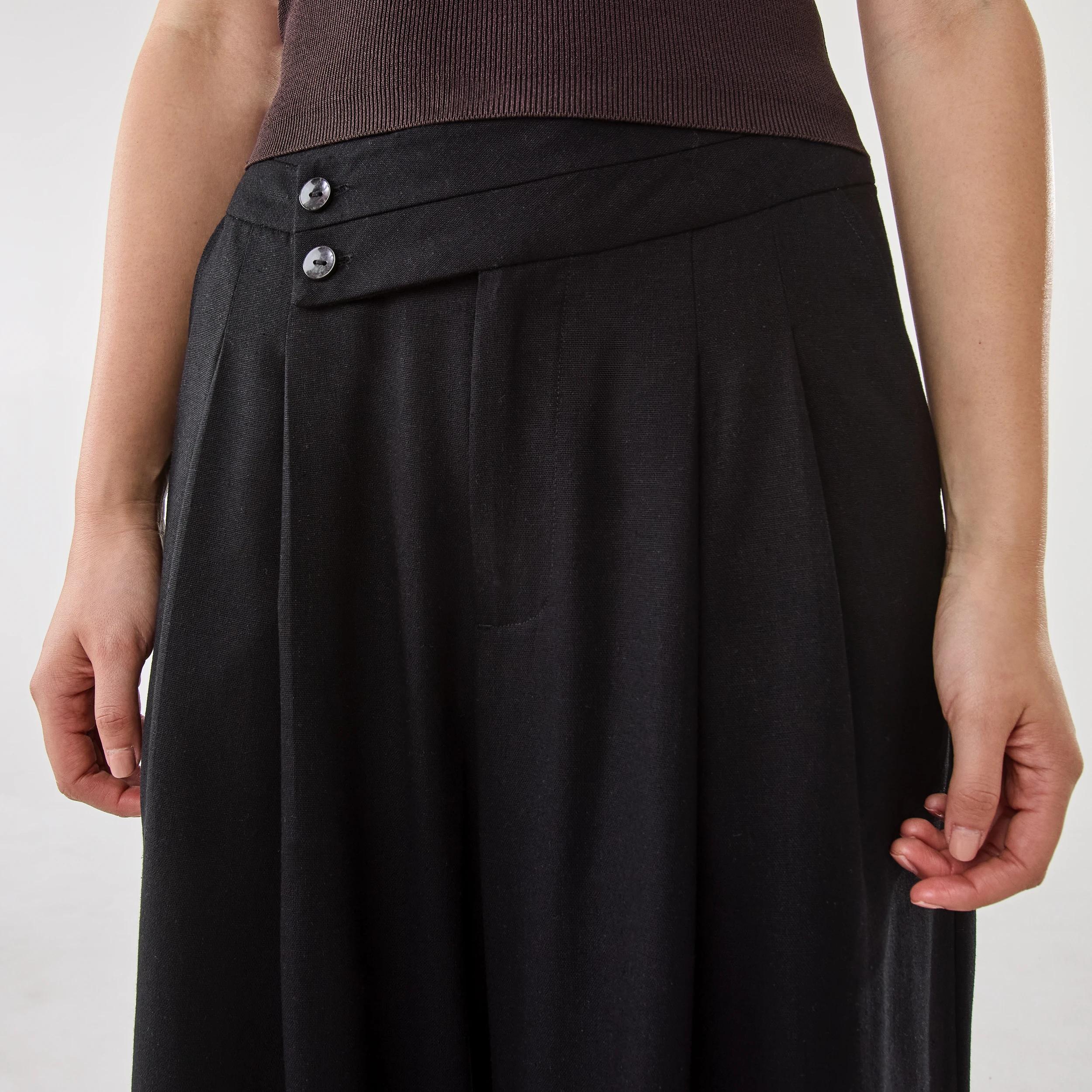 5 Linen Blend Palazzo Pants Black, 5 of 10