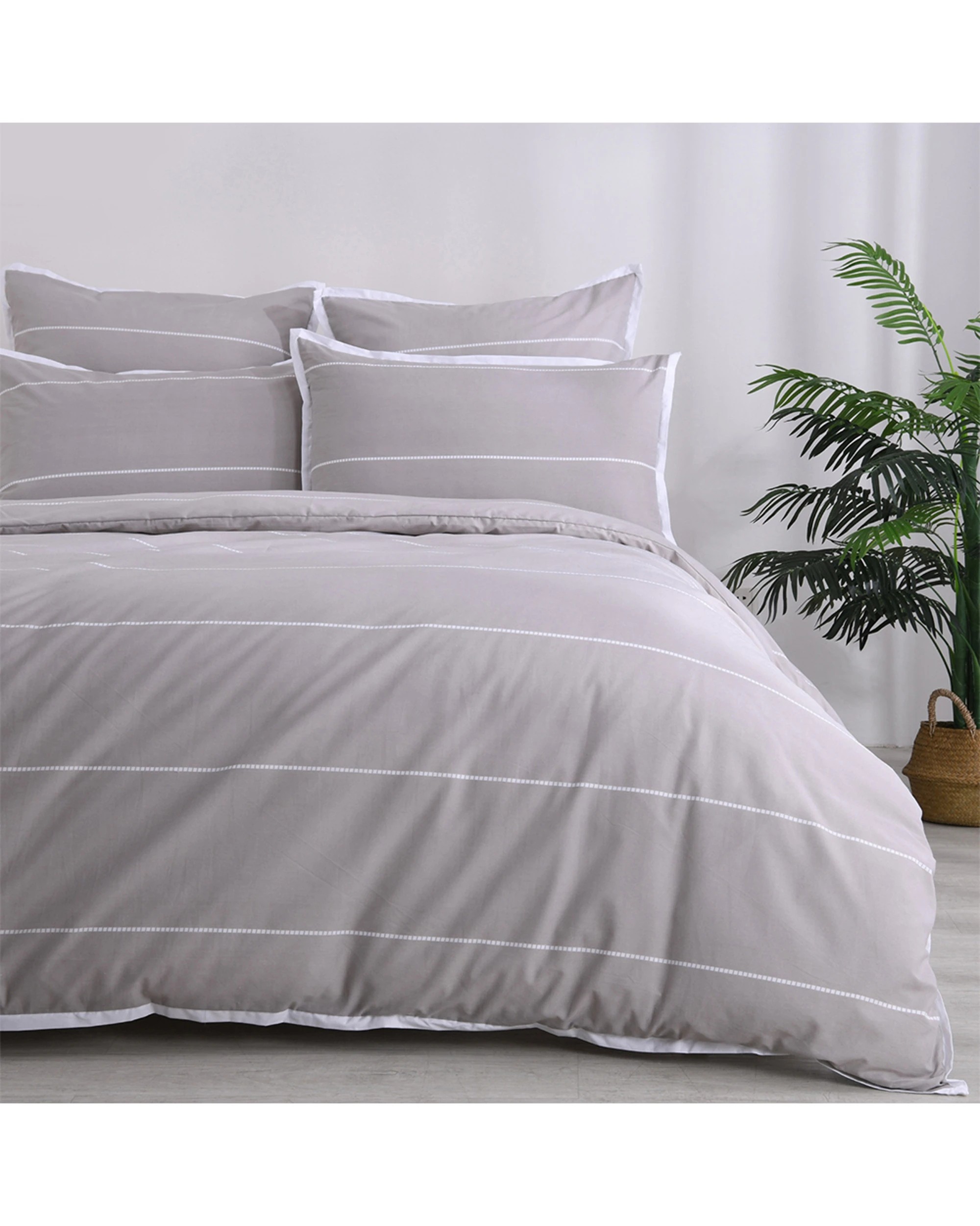 1 Jason Commercial Calista Quilt Cover Set Hazel 240x210cm - Natural, 1 of 3