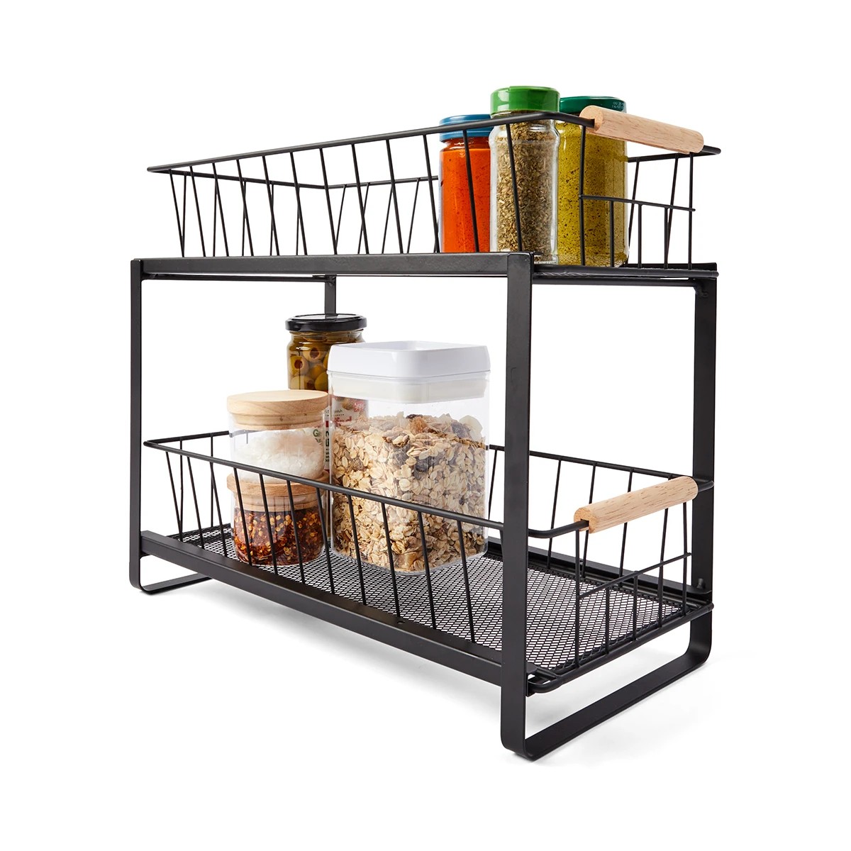 1 Wire and Wood 2 Tiered Drawers, 1 of 8