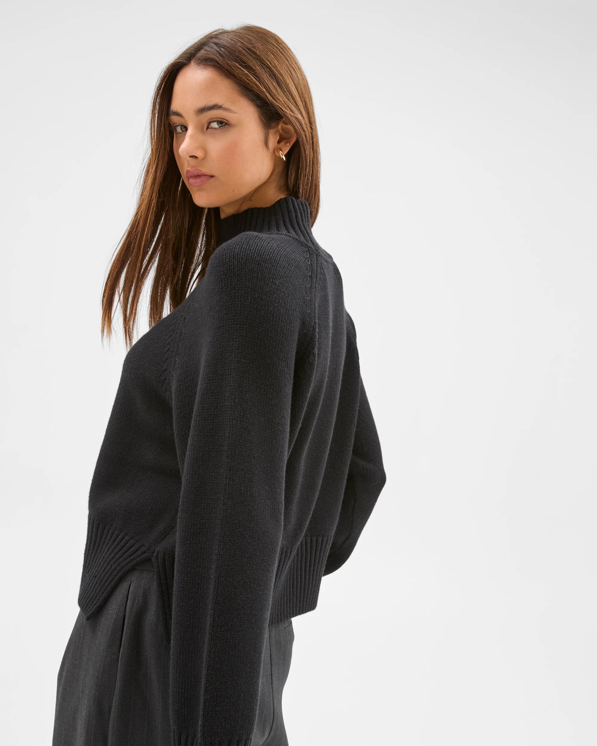 3 Lily Loves Australian Cotton Blend High Neck Knit Jumper BLACK, 3 of 5