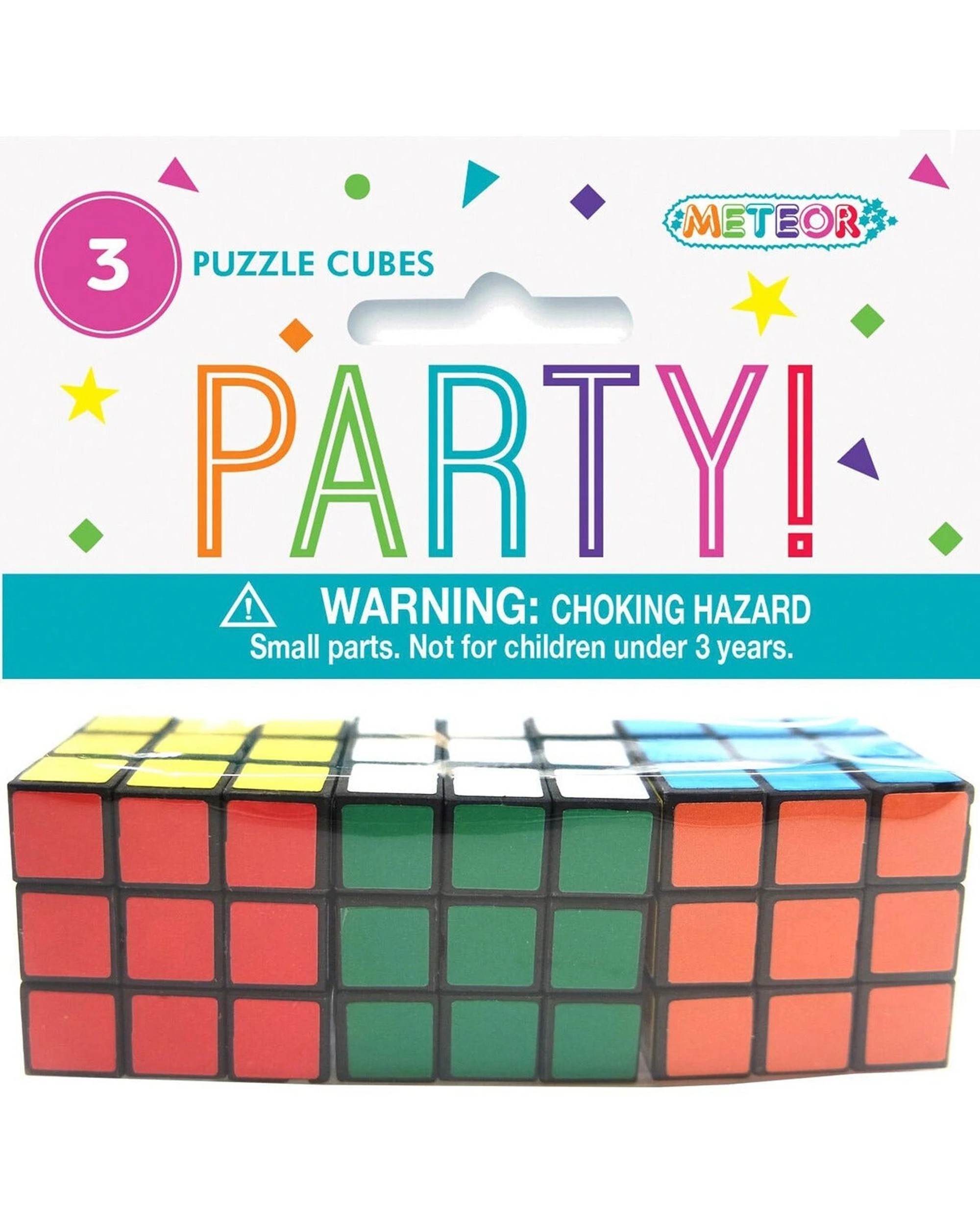 1 Meteor Party 3pc Puzzle Cubes Favours Toy Set Fun Birthday Celebration - Multi, 1 of 1