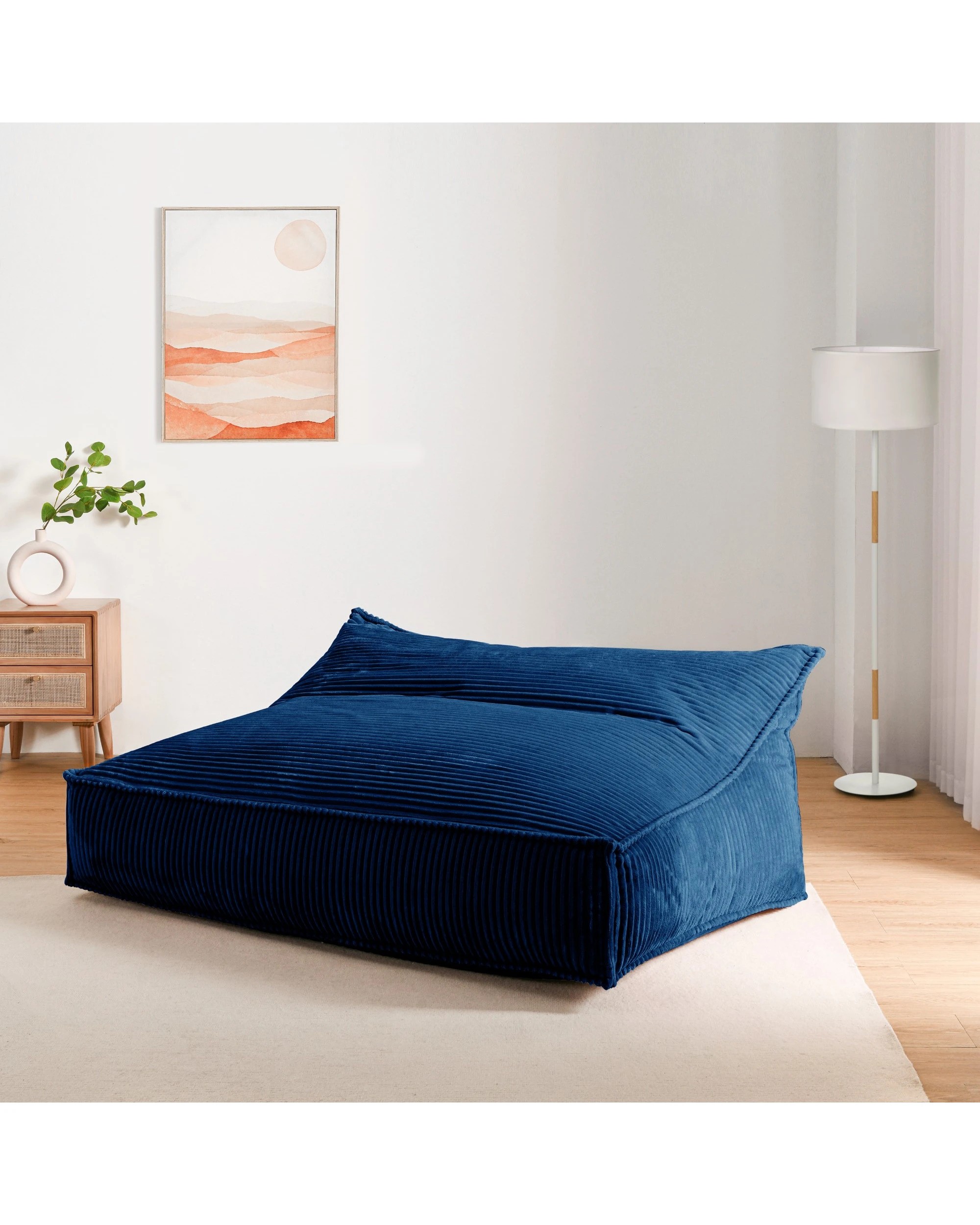 9 Cadence & Co. Wilde Ribbed Luxe Fleece Double Sofa Bean Bag Lounge Cover - Teal, 9 of 9