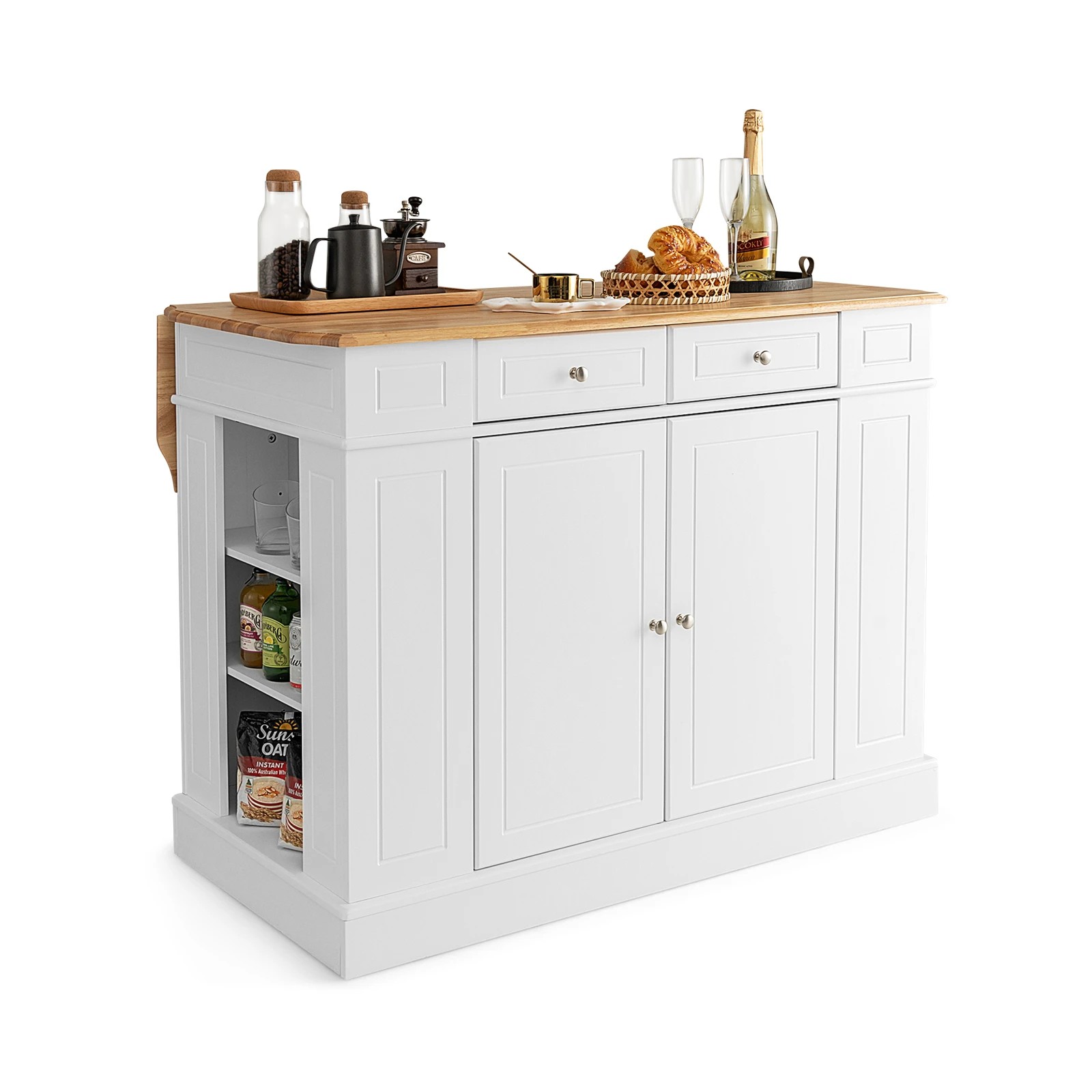 5 Costway Kitchen Island Mobile Trolley White, 5 of 5