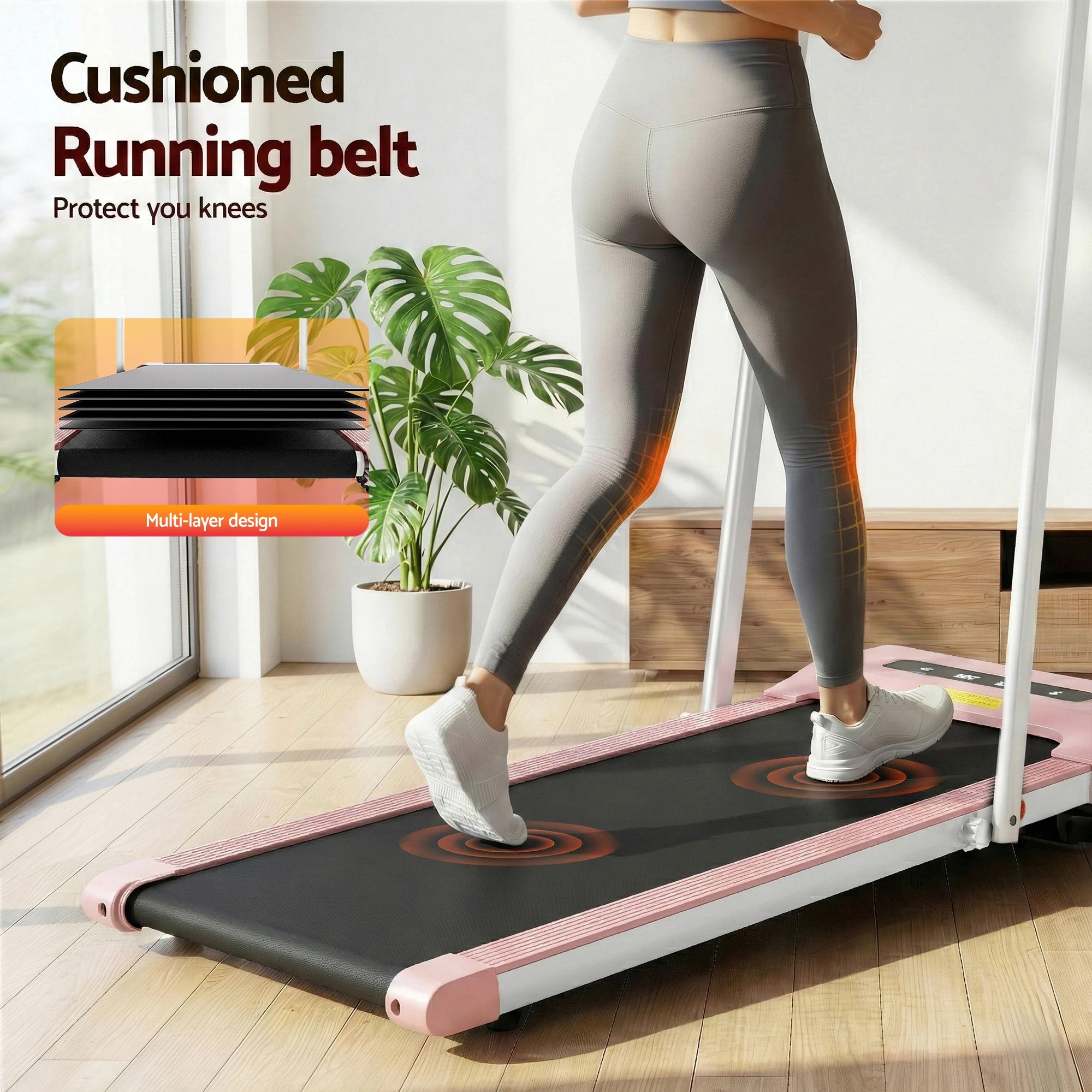 8 Everfit Treadmill Electric Walking Pad Under Desk Home Gym Fitness 380mm - Pink, 8 of 9