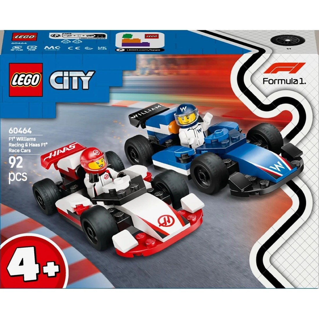 1 LEGO City F1 Williams Racing & Haas F1 Race Cars 60464, 1 of 10