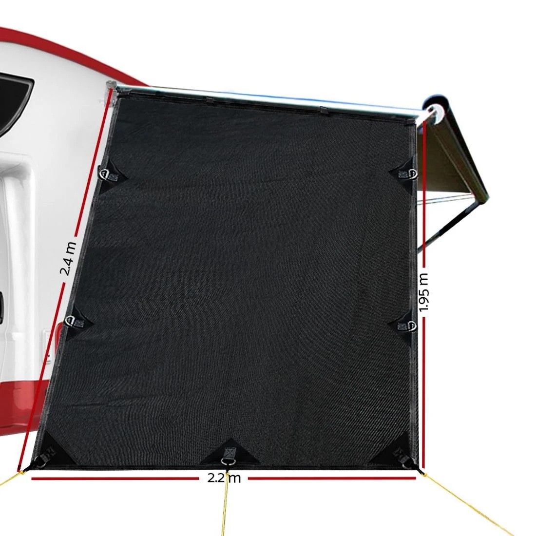 3 Weisshorn Caravan Privacy Screen Roll Out Awning 1.95x2.2M Sun Shade End Wall Side - Black, 3 of 6